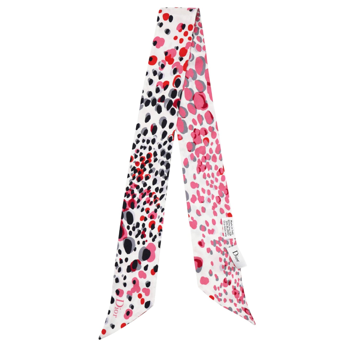 Dior Black and Pink Silk Leopard Spot Print Mitzah Scarf