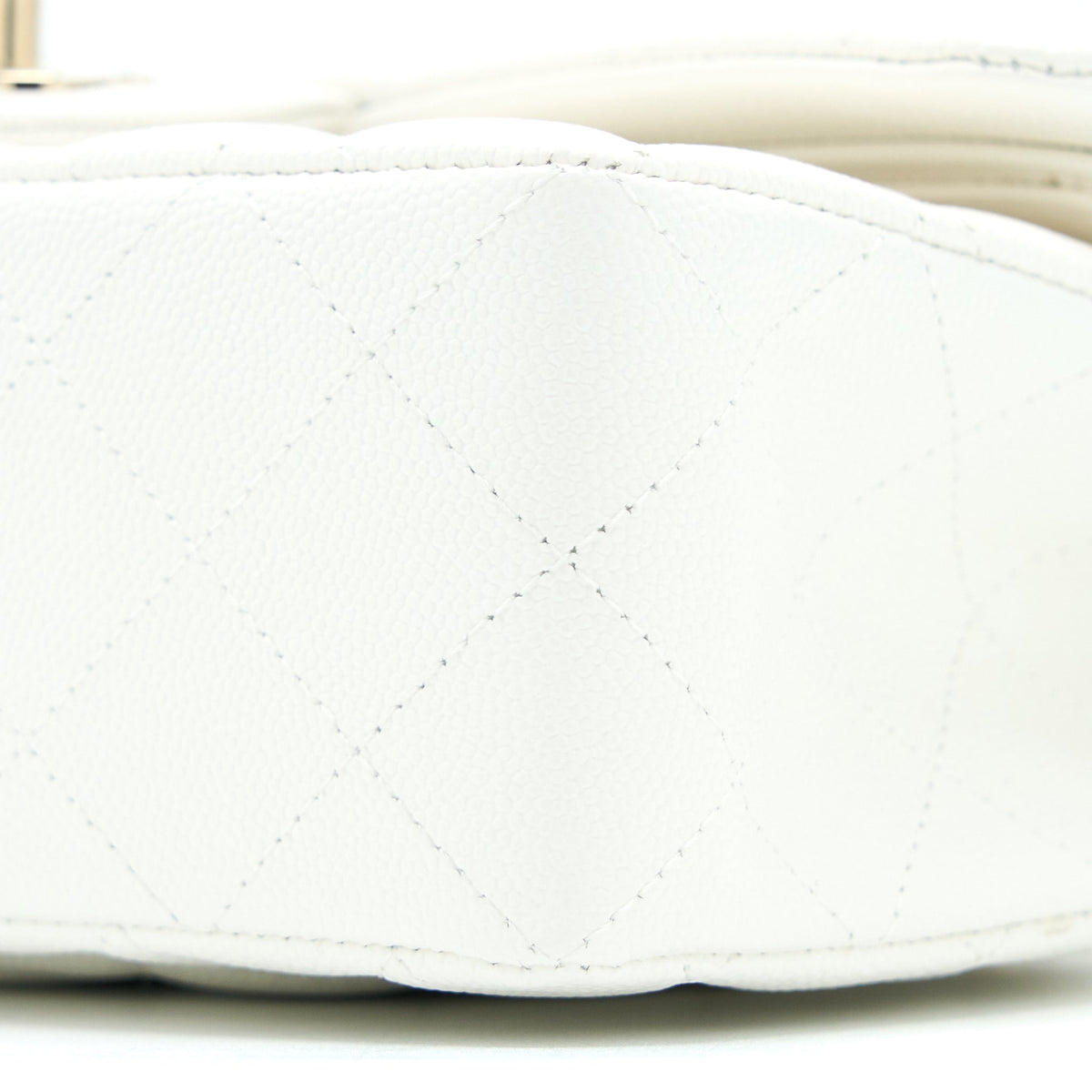 Chanel Small Classic Flap Bag Caviar White LGHW (Microchip)