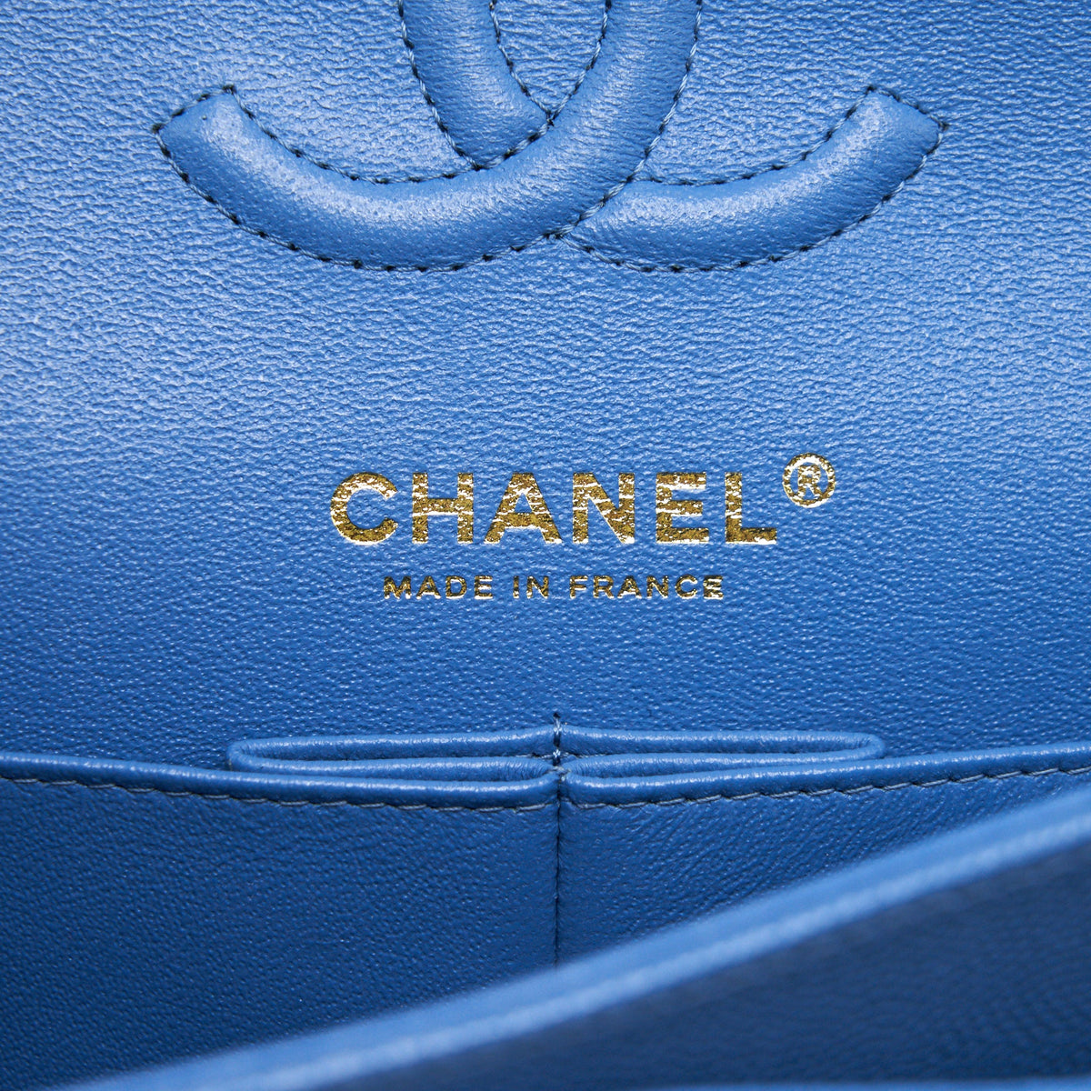 Chanel Small Classic double Flap Caviar Blue LGHW