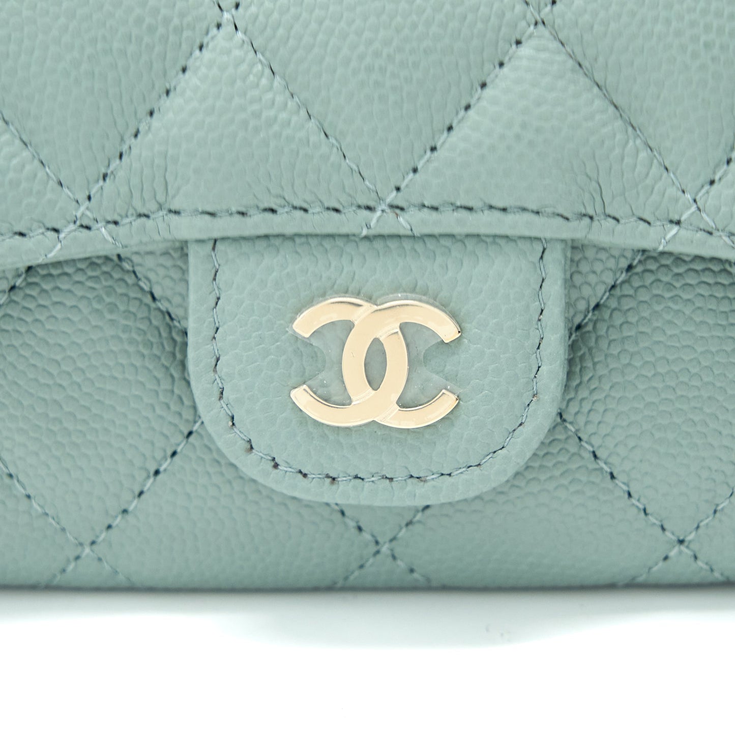 Chanel 23C Classic Flap  Holder Caviar Light Grey LGHW
