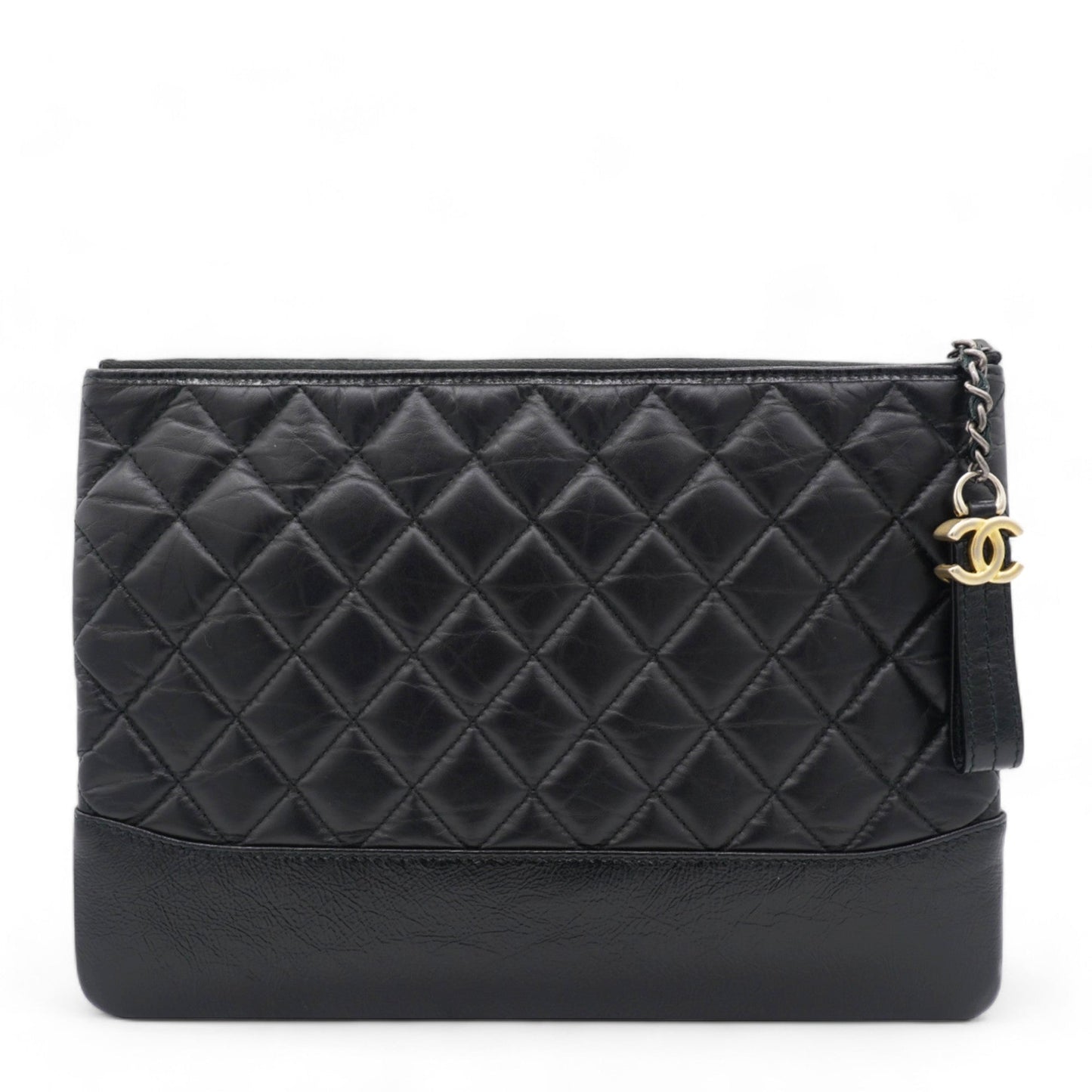 Chanel Aged Calfskin Quilted Medium Gabrielle Cosmetic Case Black