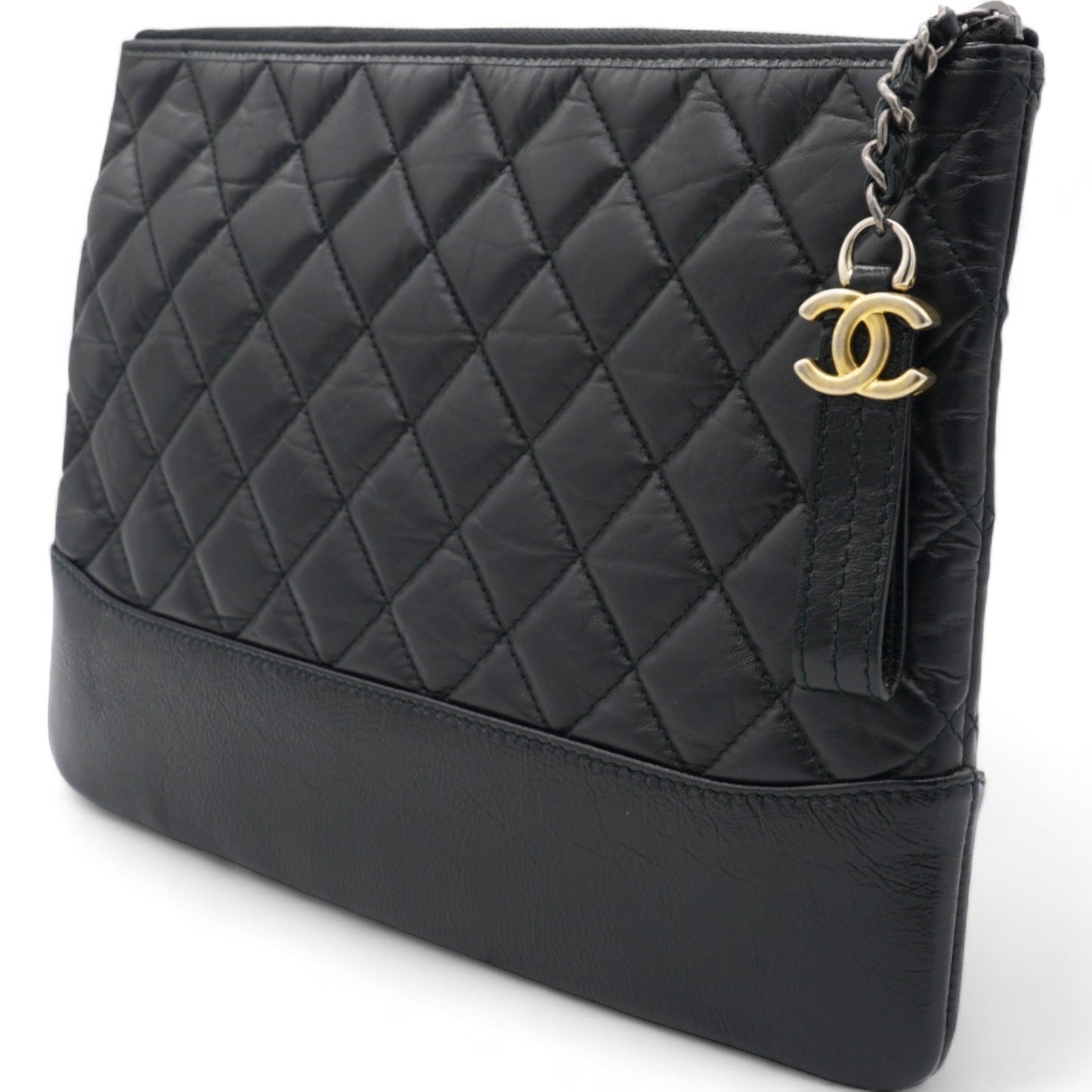 Chanel Aged Calfskin Quilted Medium Gabrielle Cosmetic Case Black