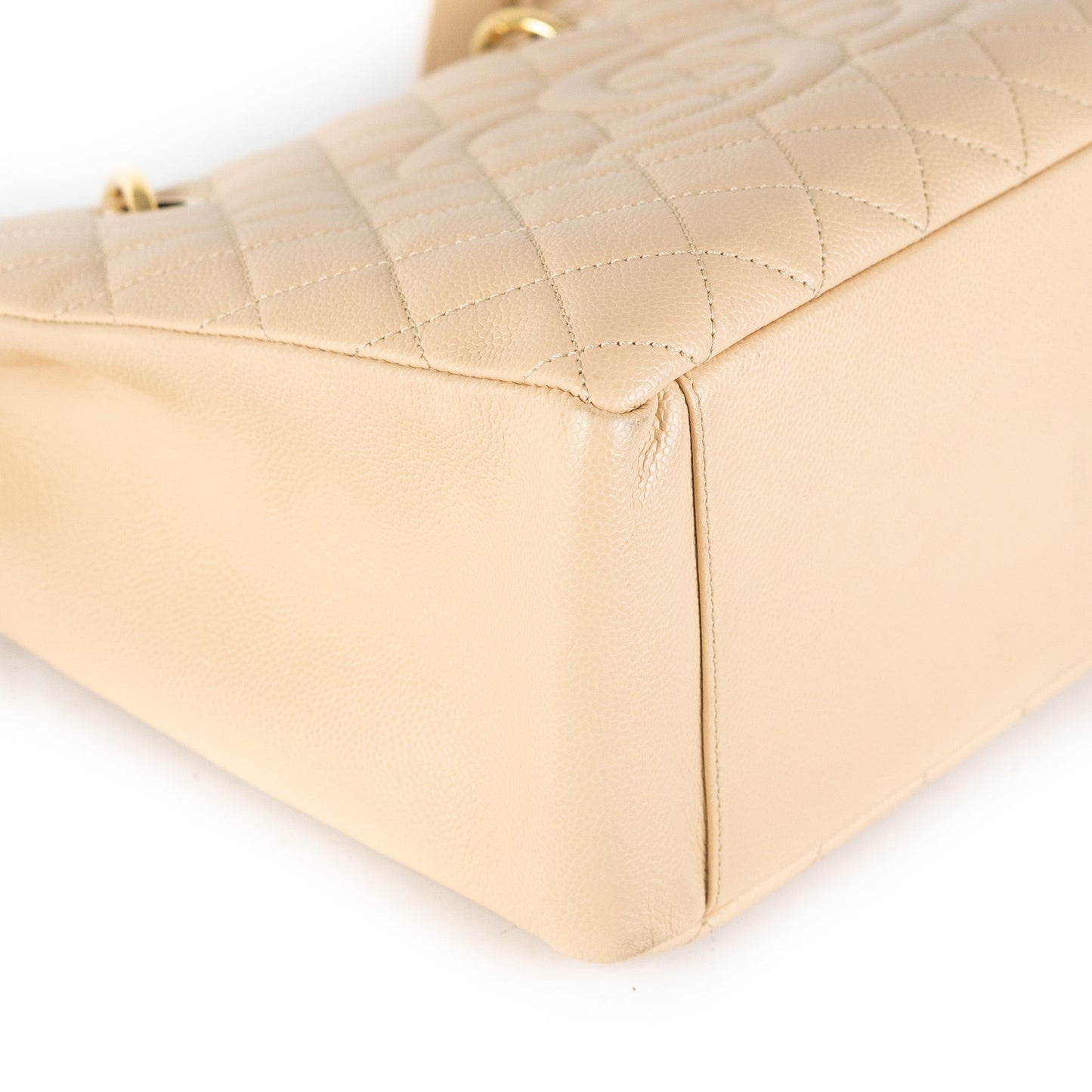 Chanel Quilted Caviar Grand Shopping Tote GST Beige