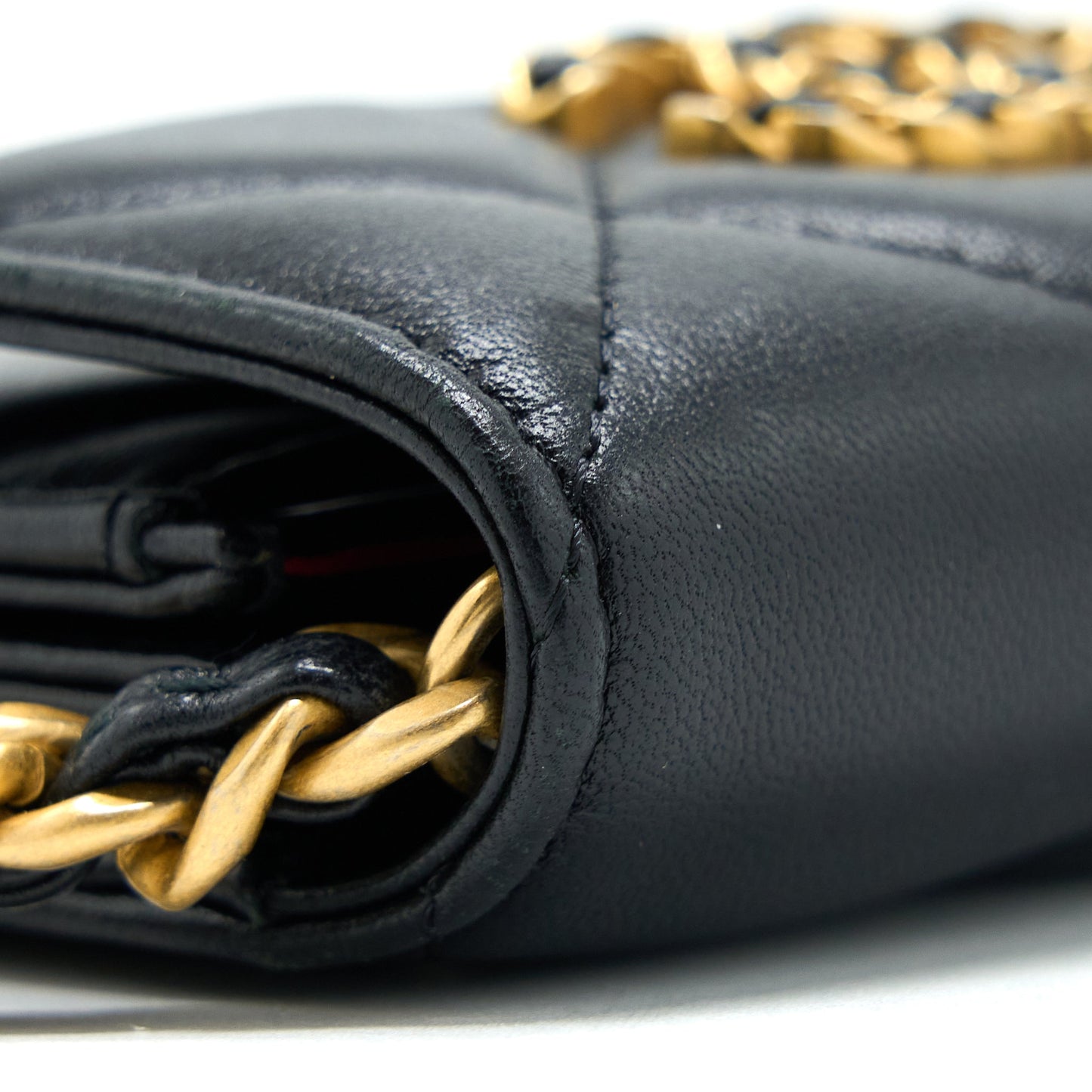 Chanel 19 Flap  Holder with Chain Lambskin Black Multicolour Hardware