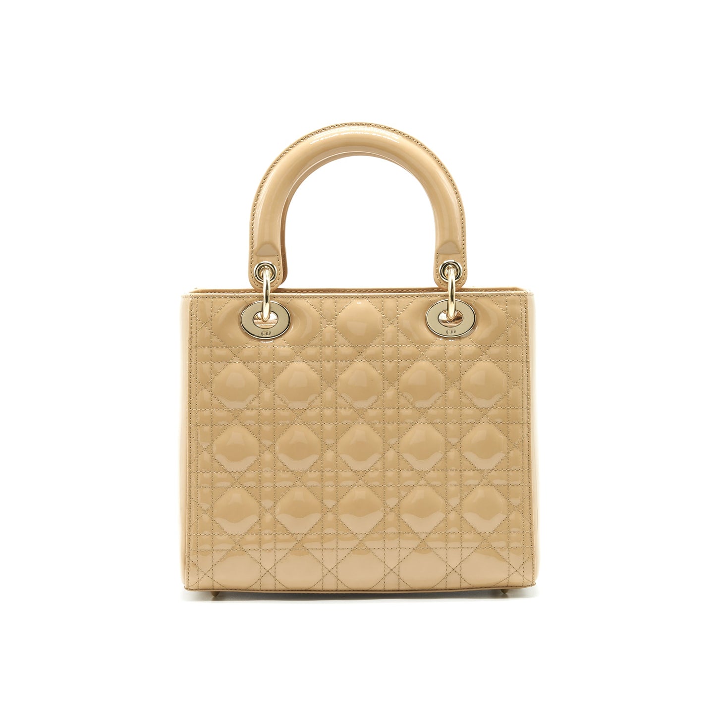 CHRISTIAN DIOR MEDIUM LADY DIOR IN PATENT LEATHER BEIGE