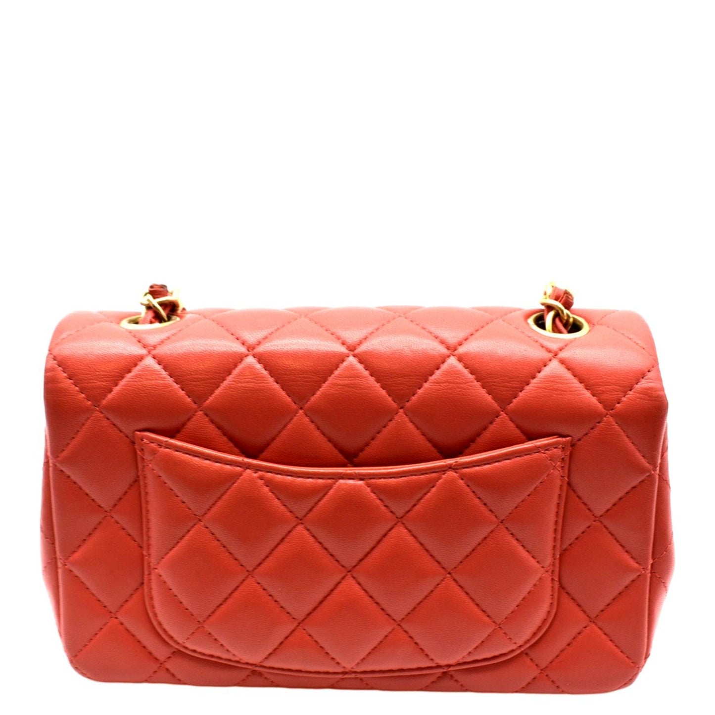 CHANEL Mini Rectangular Flap Quilted Leather Crossbody Bag Red