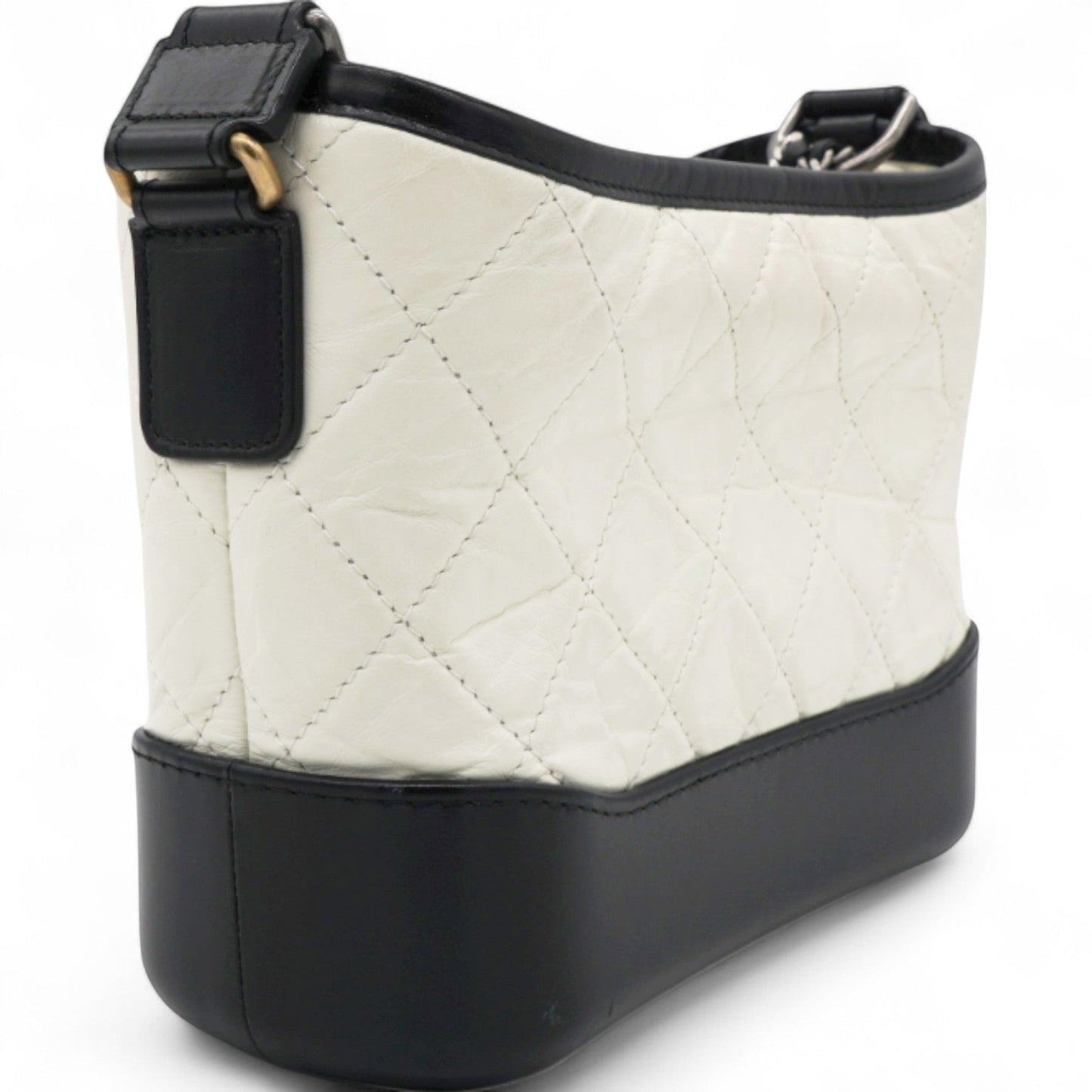 Chanel Aged Quilted Small Gabrielle Hobo Black White