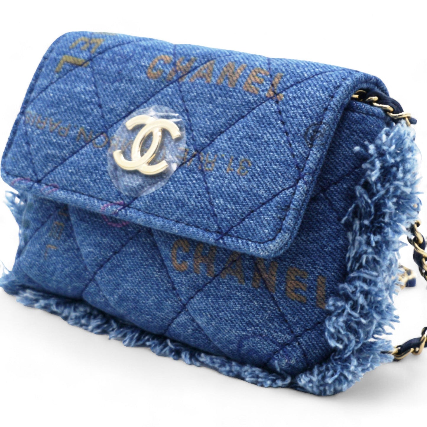 Chanel Denim Quilted Denim Mood Belt Bag Blue Multicolor