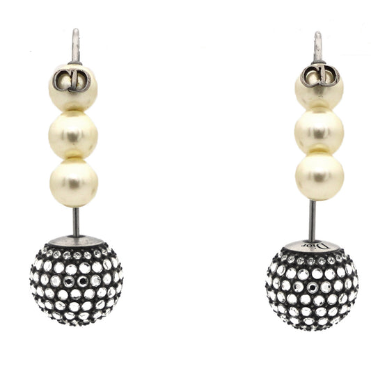 Dior Crystals Balls Gunmetal-Tone Drop Earrings