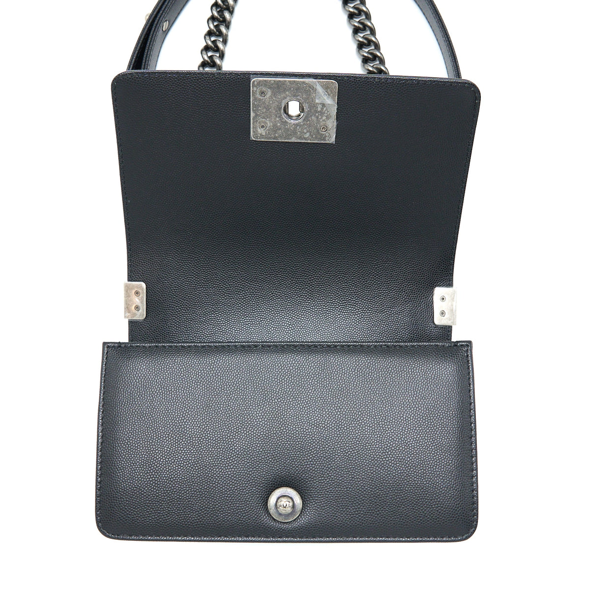 Chanel Small Boy Bag Caviar Black Ruthenium SHW (Microchip)