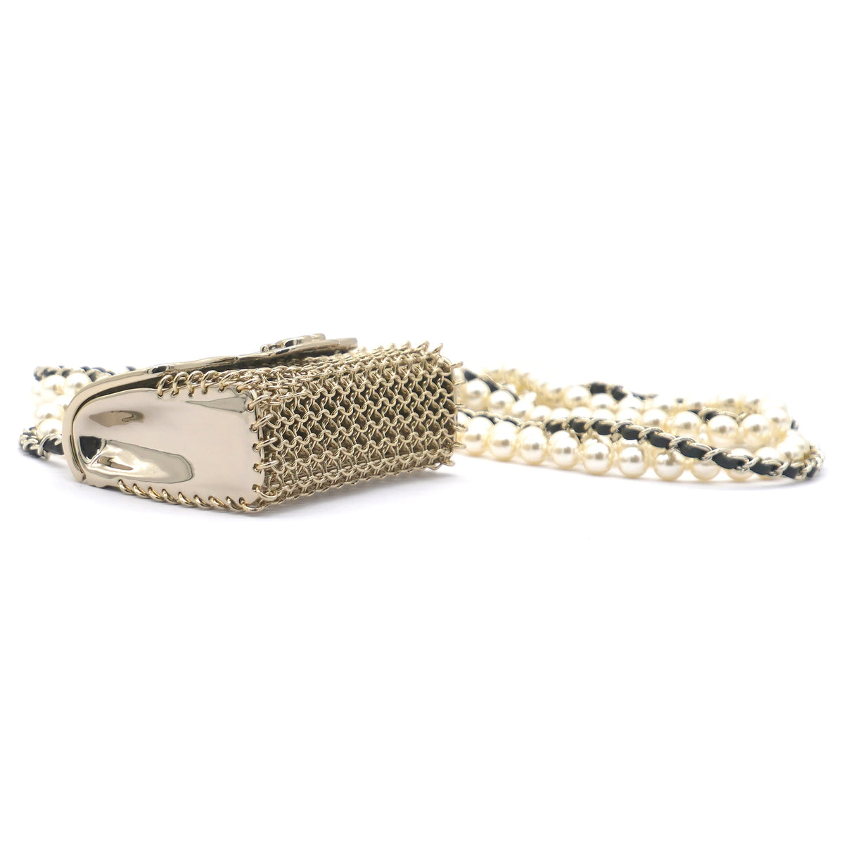Chanel Metal Lambskin Pearl Chain Flap Bag