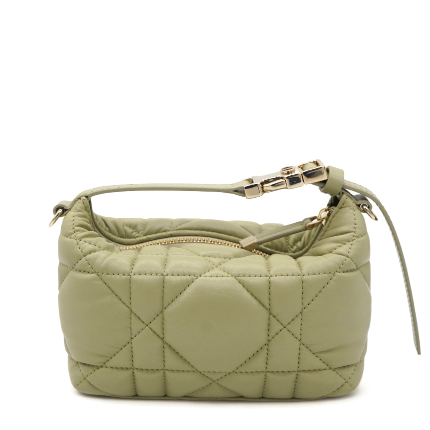 Dior Calfskin Macrocannage Small Diortravel Nomad Pouch Pale Green