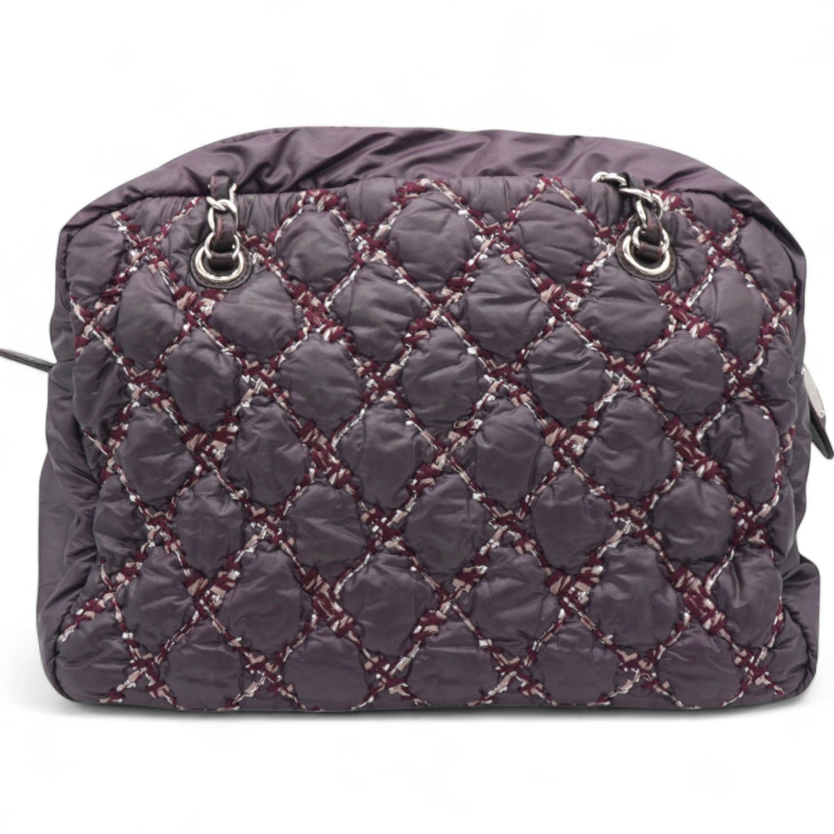 Chanel Nylon Quilted Tweed Stitch Bubble Camera Case Purple