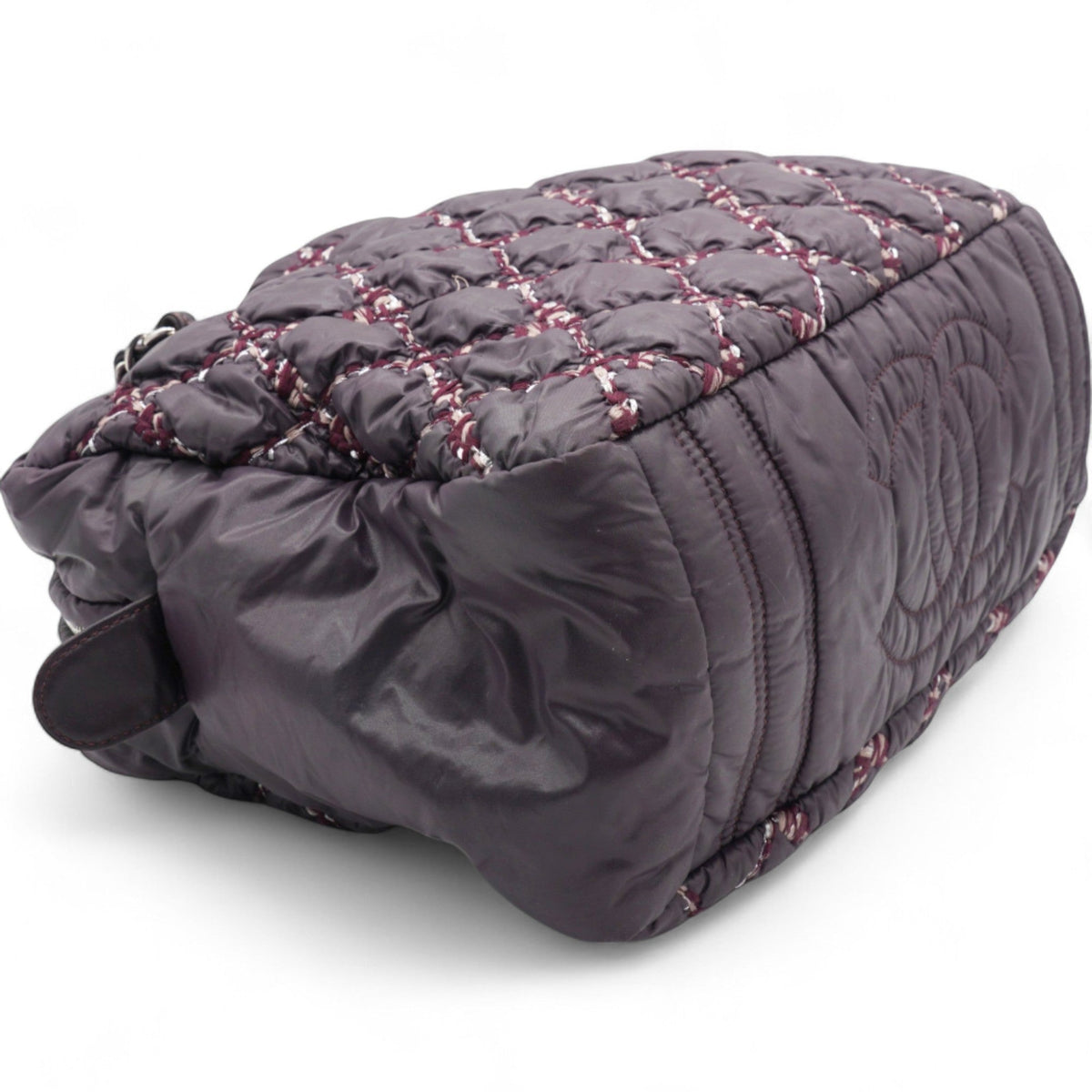 Chanel Nylon Quilted Tweed Stitch Bubble Camera Case Purple