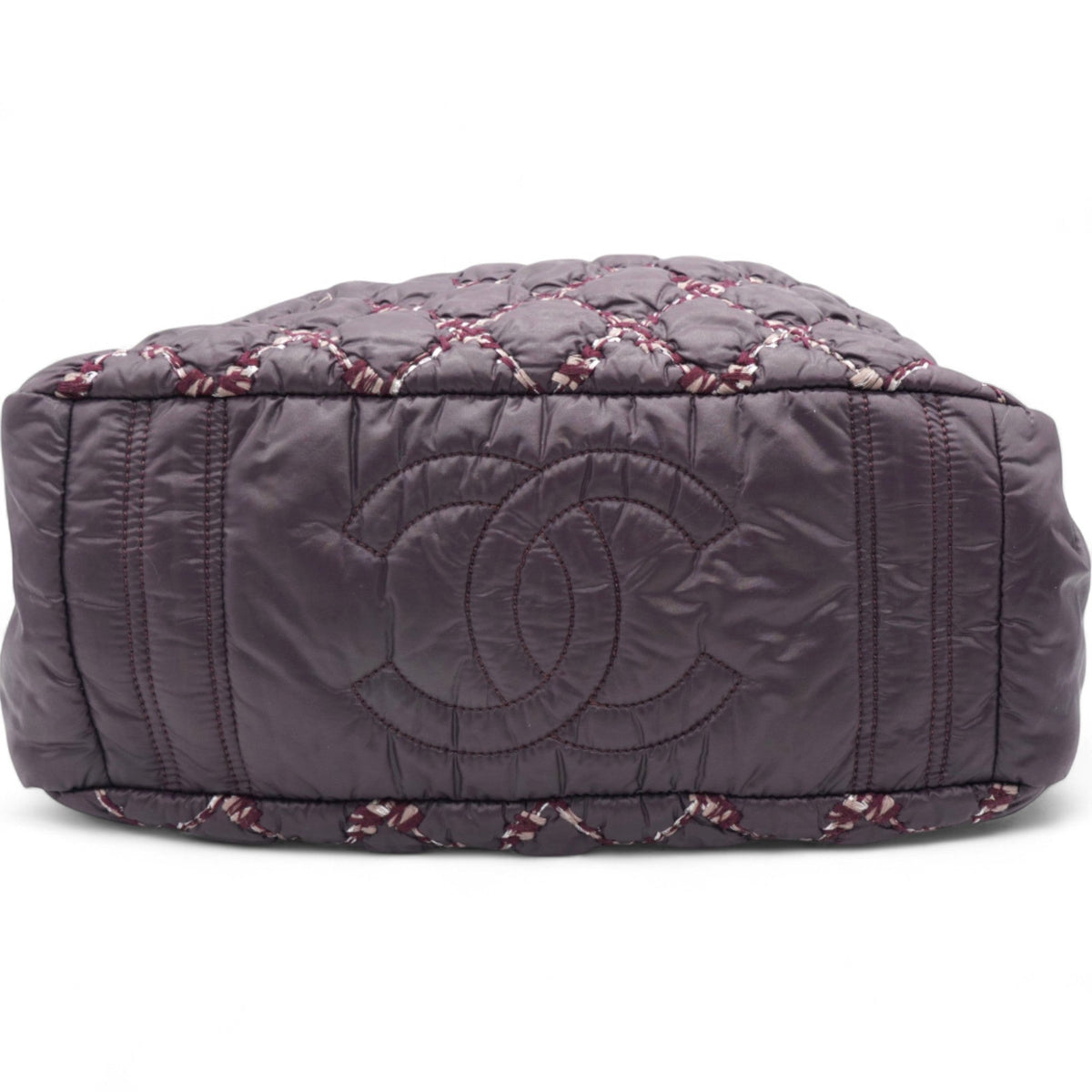 Chanel Nylon Quilted Tweed Stitch Bubble Camera Case Purple