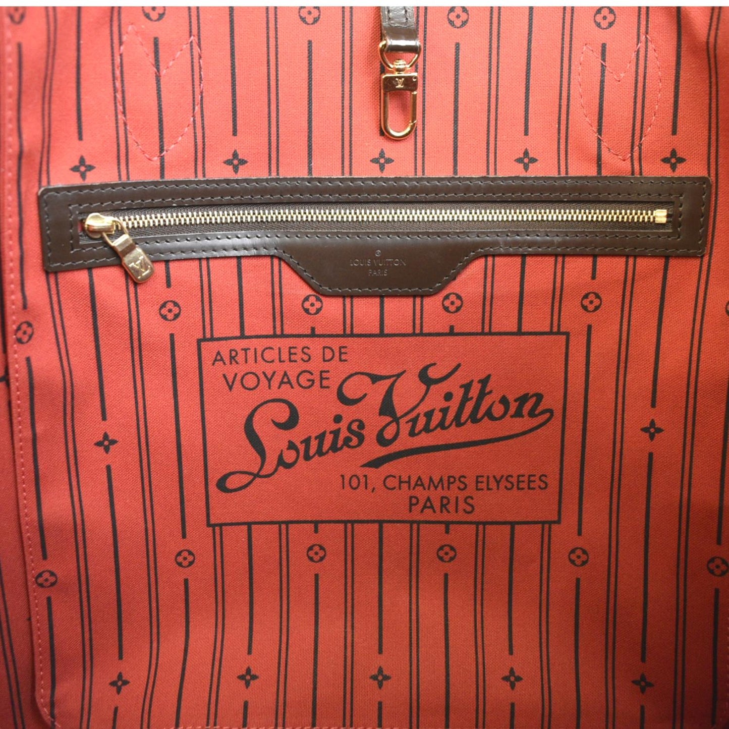 LOUIS VUITTON Neverfull GM Damier Ebene Tote Shoulder Bag Brown