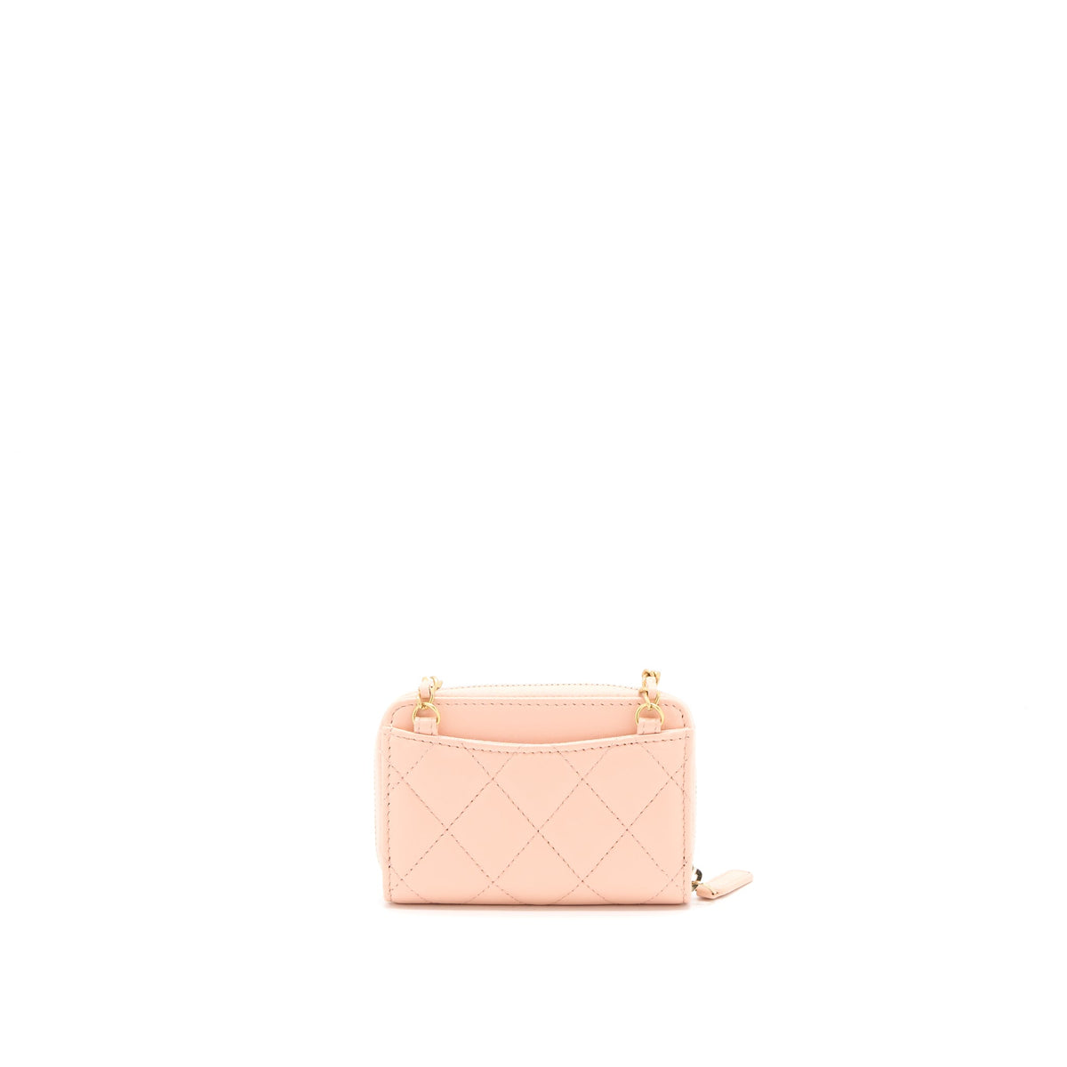 Chanel Pearl Crush Zippy  Holder Lambskin Light Pink Brushed GHW
