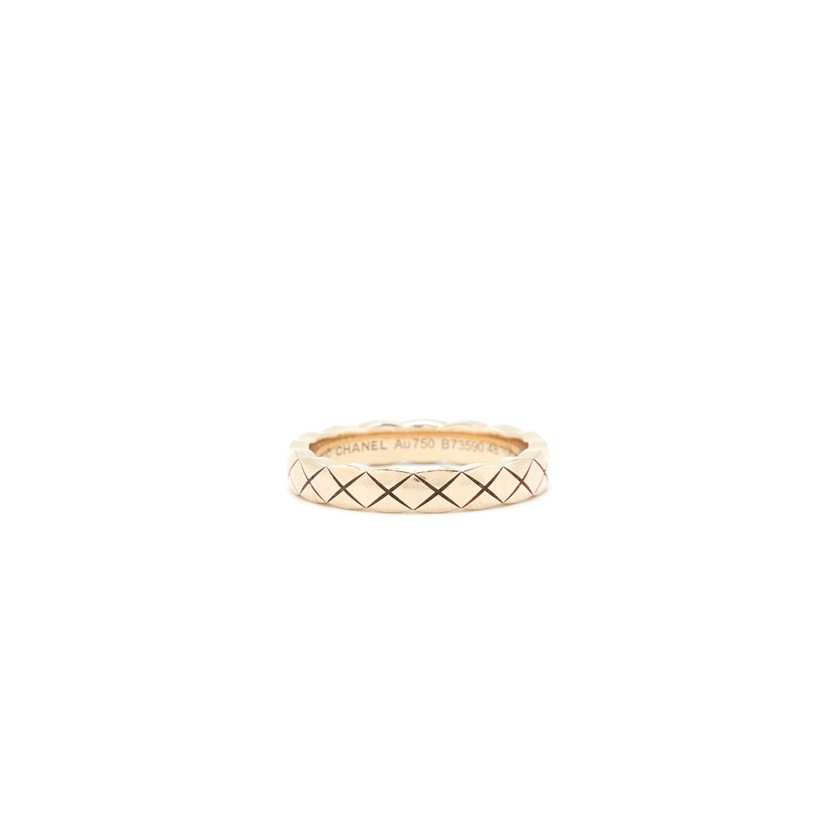 Chanel Size 48 Mini Version Coco Crush Ring Quilted Motif 18k Beige Gold
