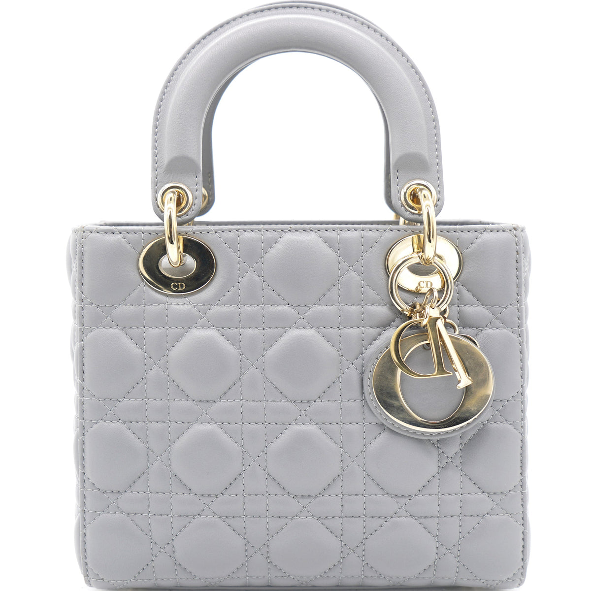 Dior Grey Lambskin Cannage Small Lucky Badges My Lady Dior