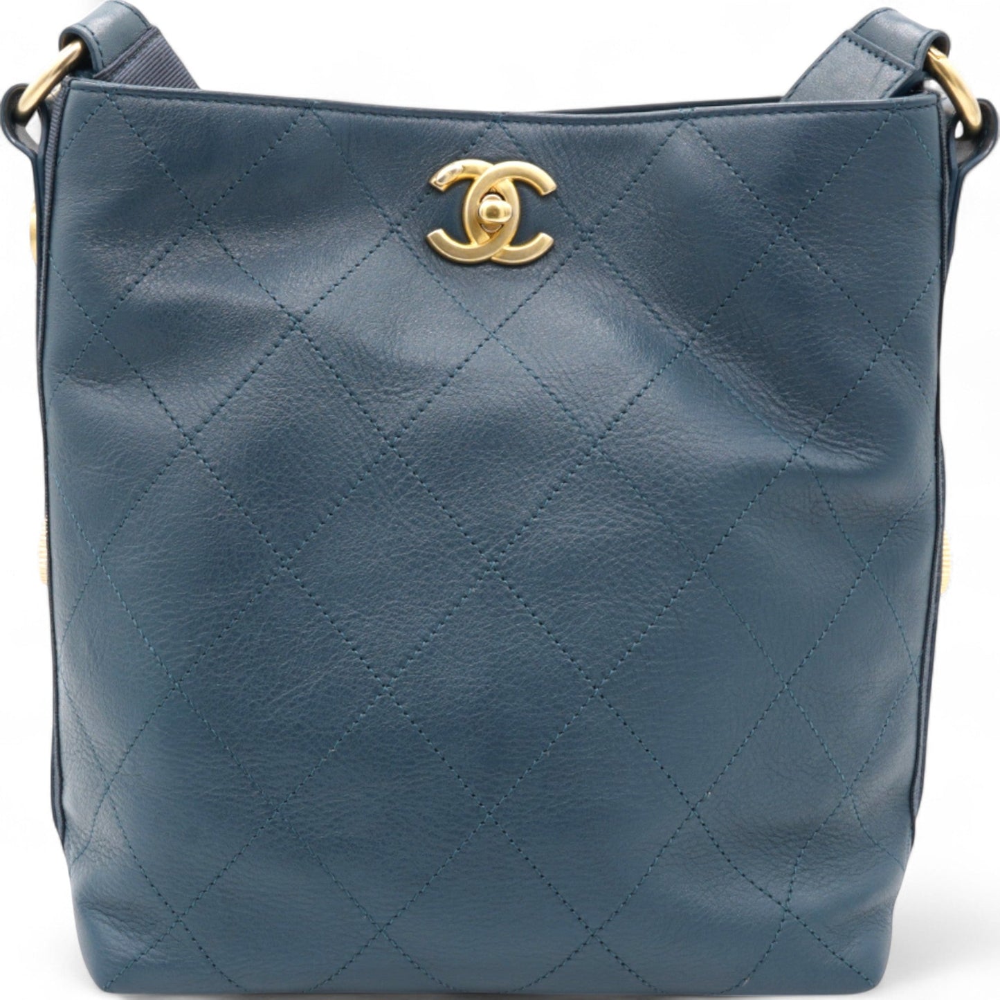 Chanel Button Up Hobo Quilted Calfskin with Grosgrain Small Shoulder Bag