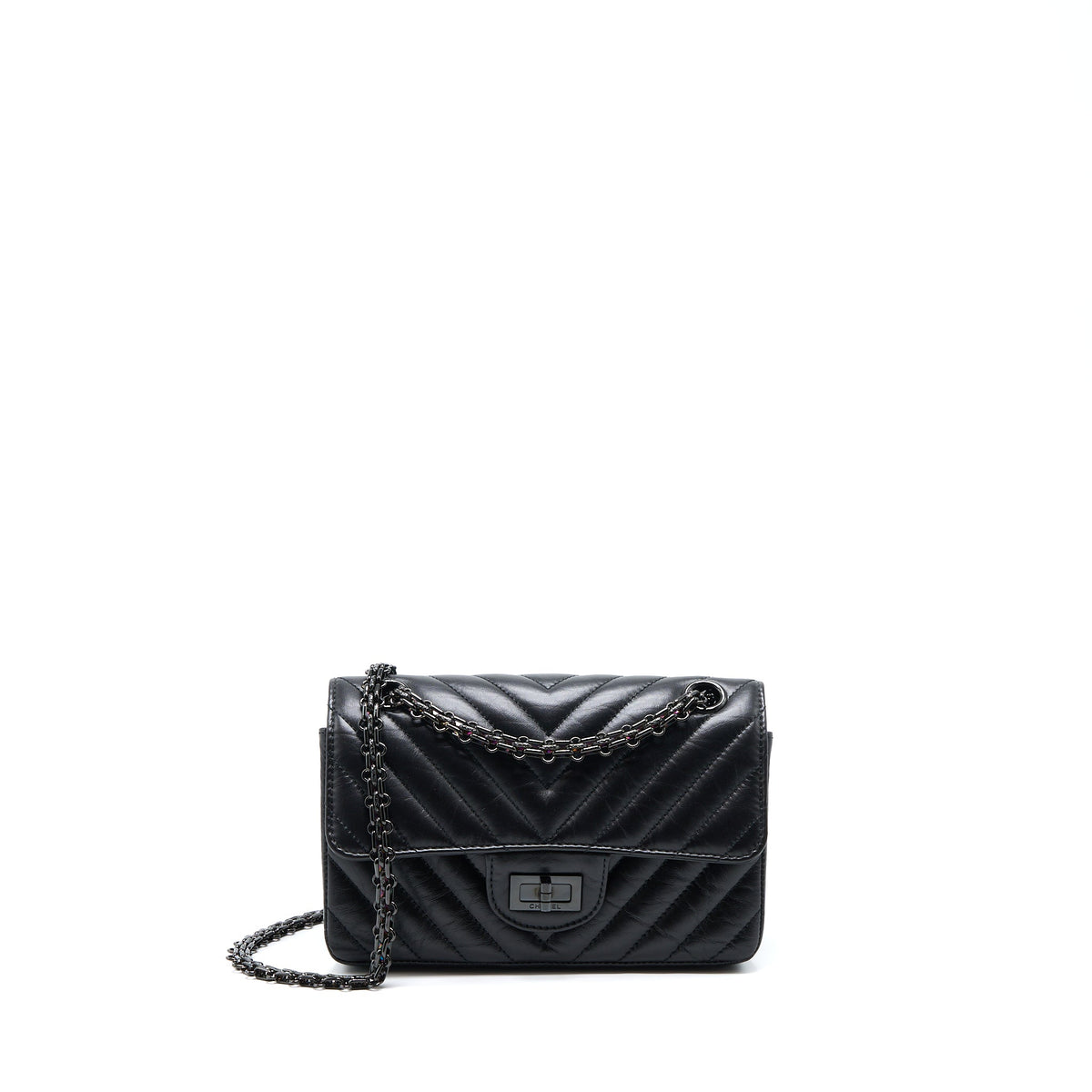 Chanel Mini 2.55 Reissue Chevron Calfskin So Black