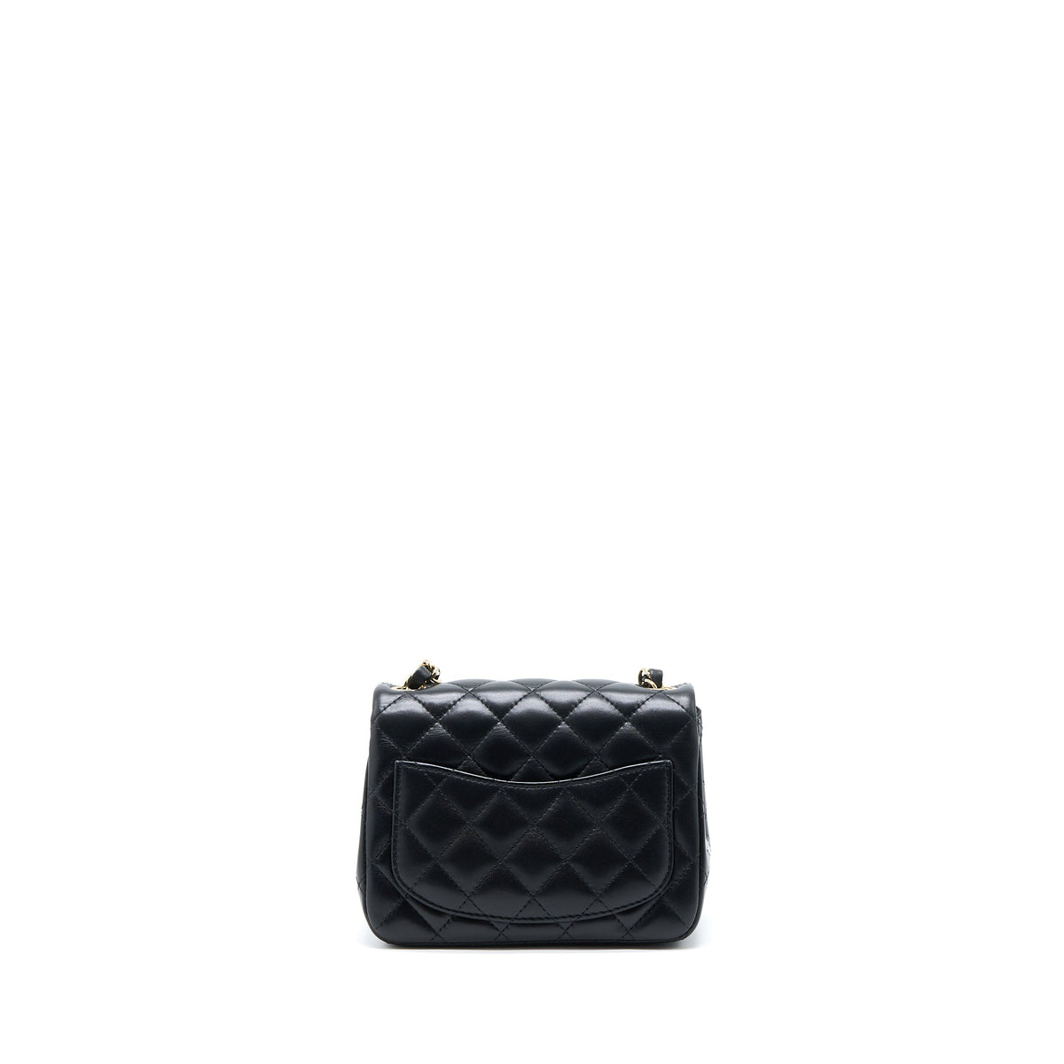 Chanel Mini Square Flap Bag Lambskin Black LGHW (Microchip)