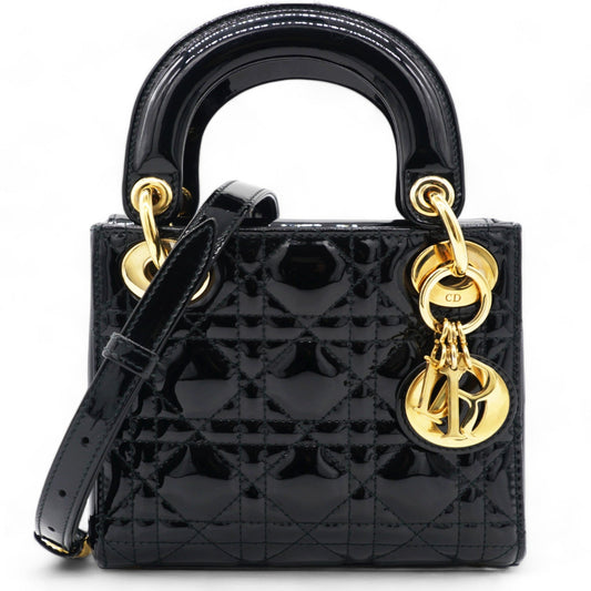 Dior Patent Cannage Mini Lady Dior Black