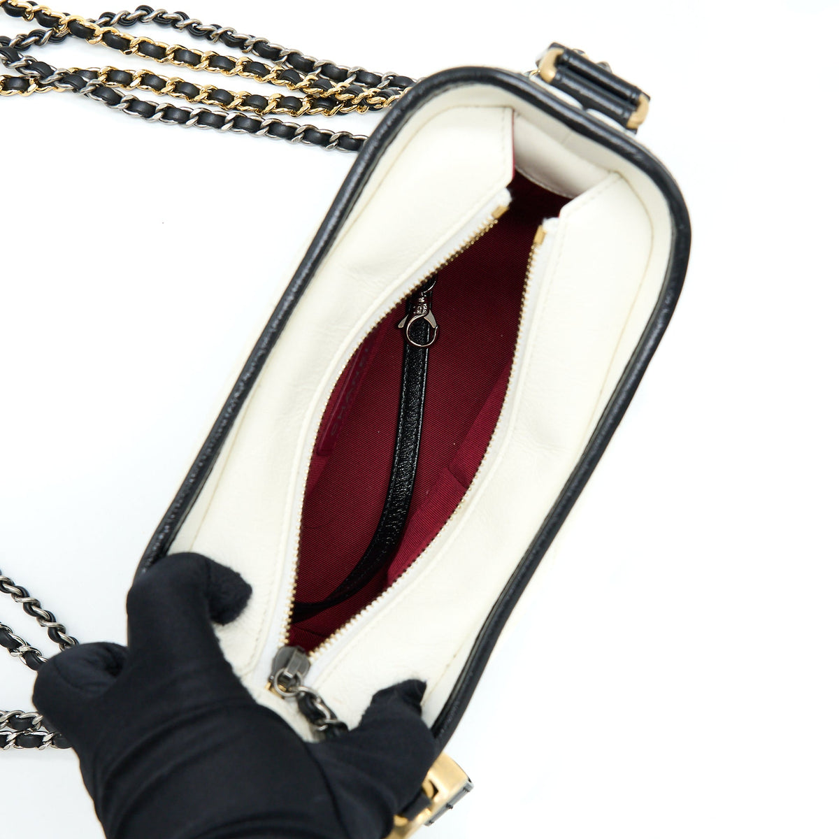 Chanel Small Gabrielle Hobo Bag White/Black Multicolour Hardware