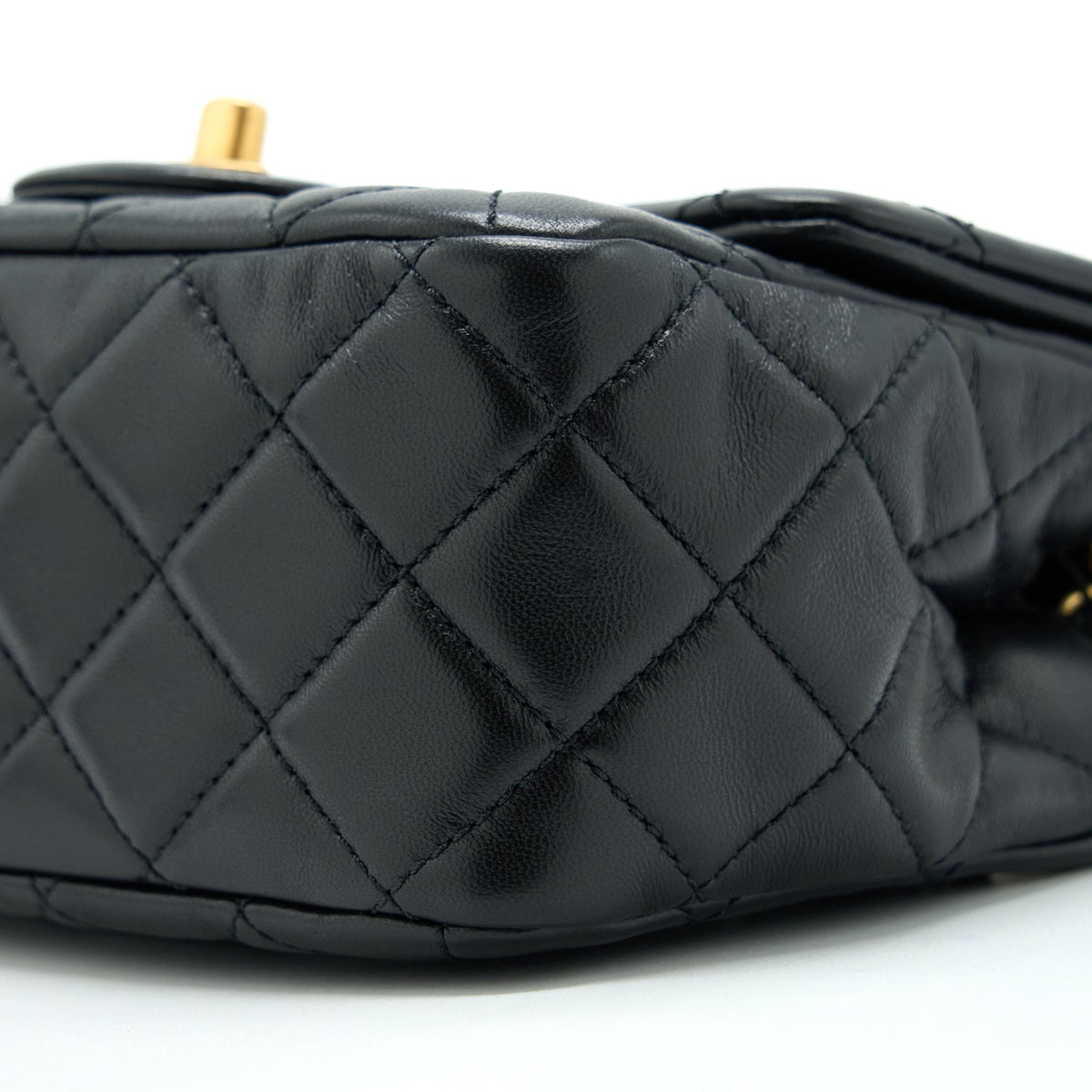 Chanel Pearl Crush Mini Square Flap Bag Lambskin Black GHW (Microchip)