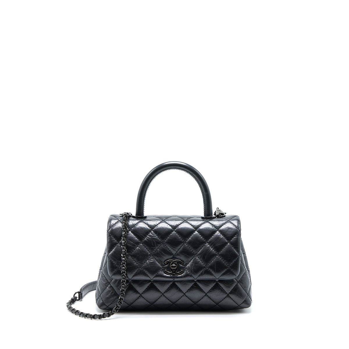 Chanel Small Coco Handle Aged Calfskin So Black With Black Hardware