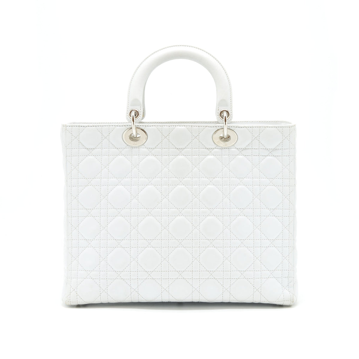 Dior Lady Dior Bag Large in White SHW