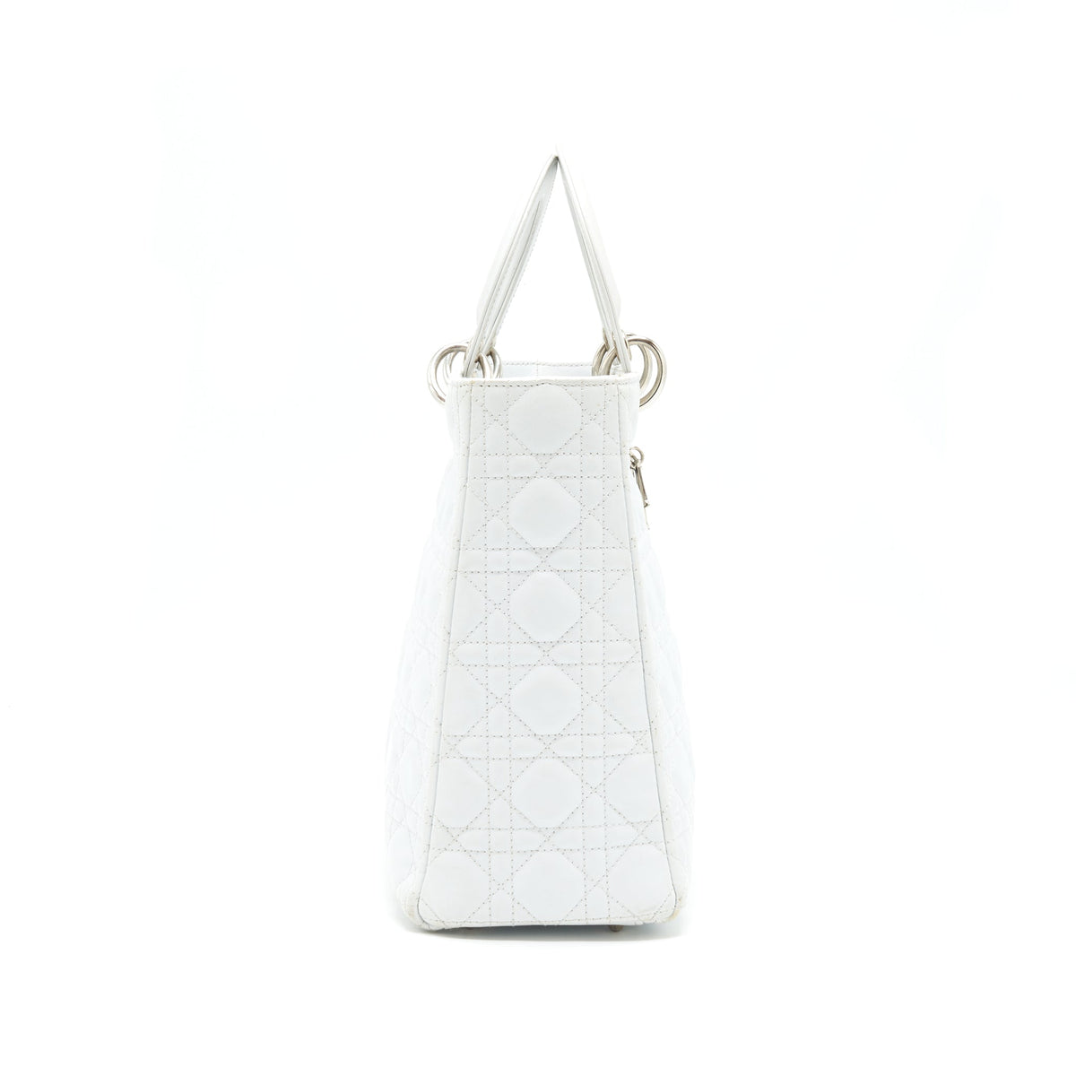 Dior Lady Dior Bag Large in White SHW
