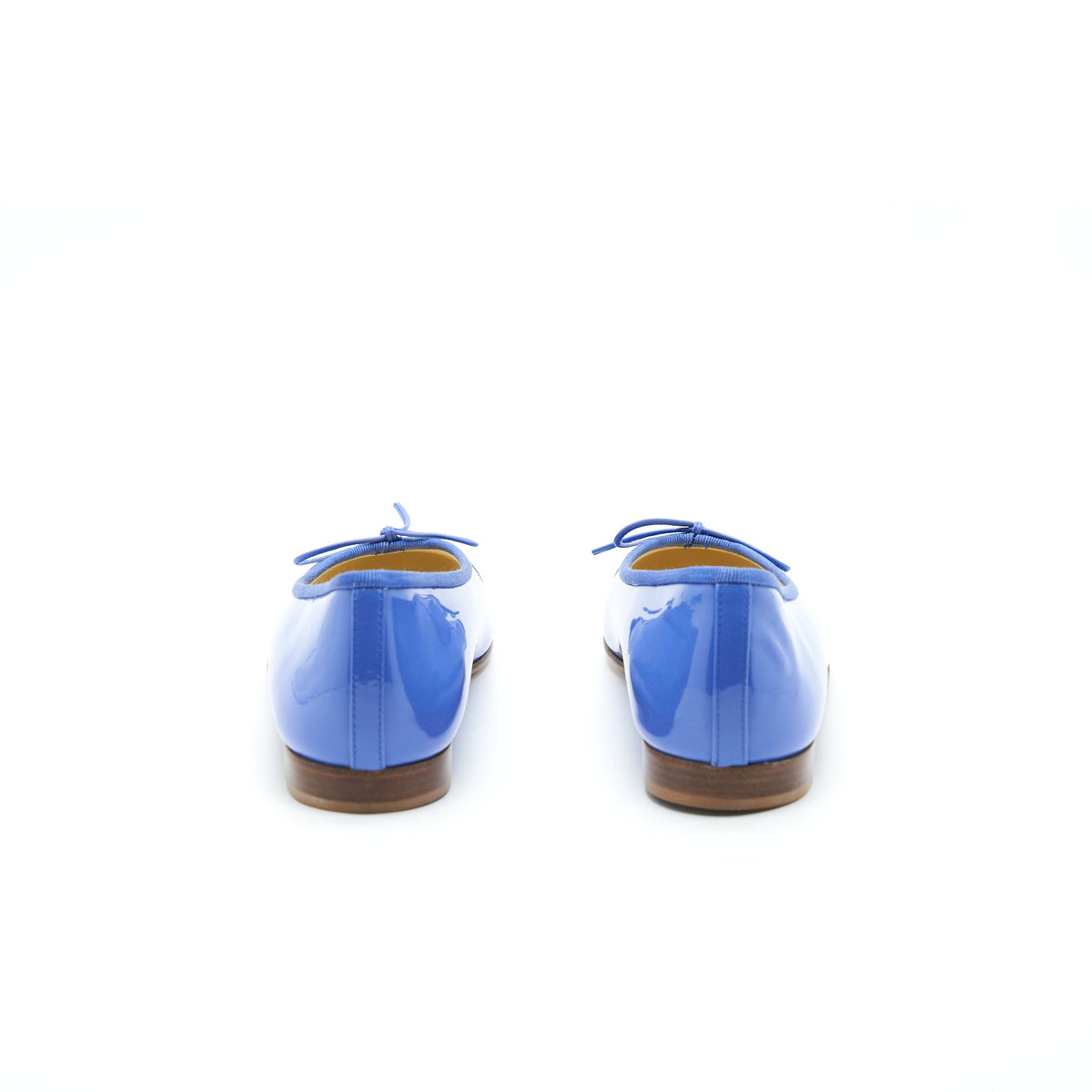 Chanel Size 37 Cap Toe Ballerina Flats Patent Calfskin Blue