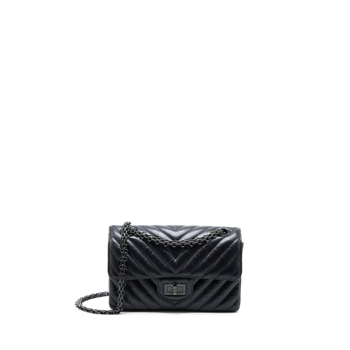 Chanel Mini Reissue 2.55 Flap Bag Chevron Aged Calfskin So Black