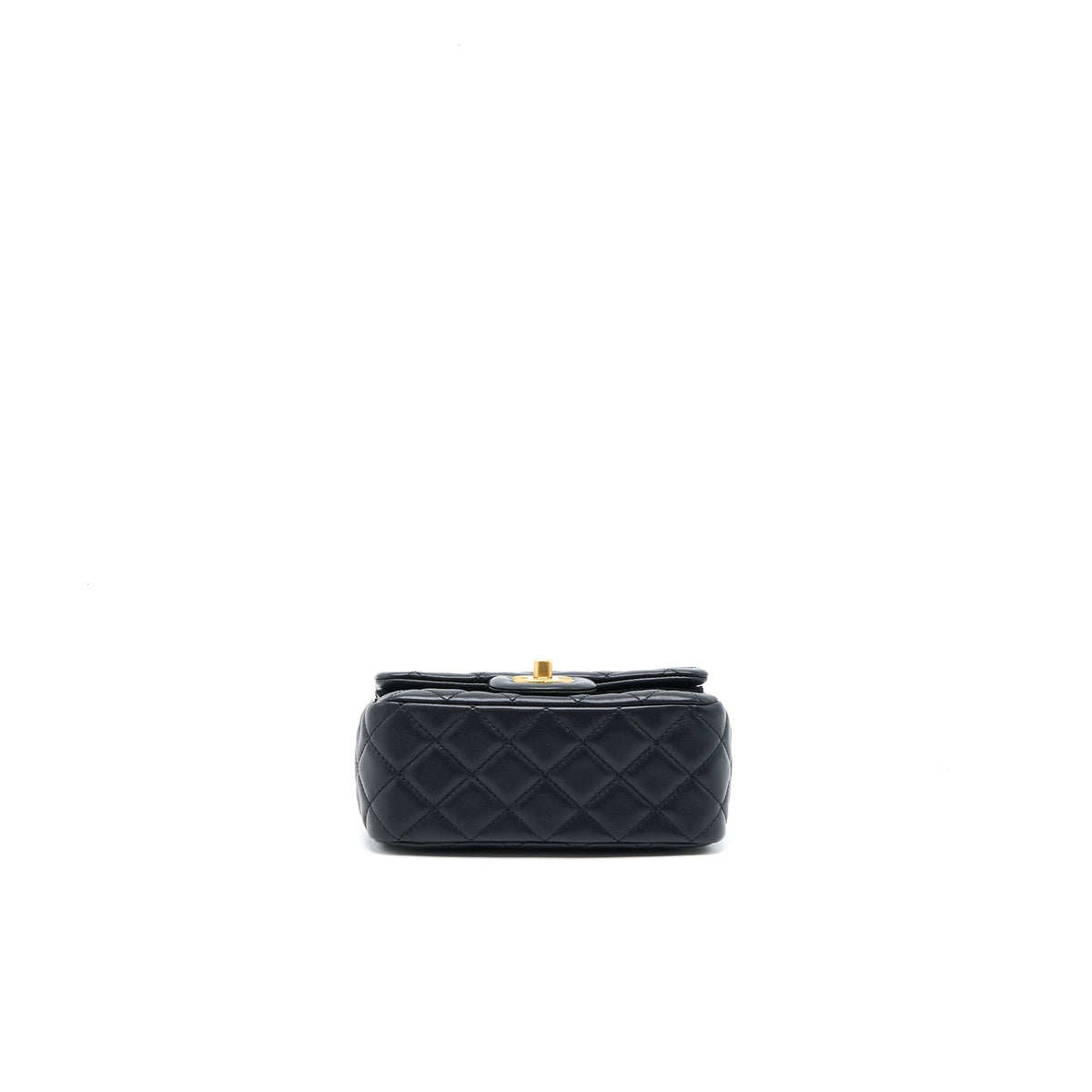 Chanel Pearl Crush Mini Square Flap Bag Lambskin Black Brushed GHW (Microchip)