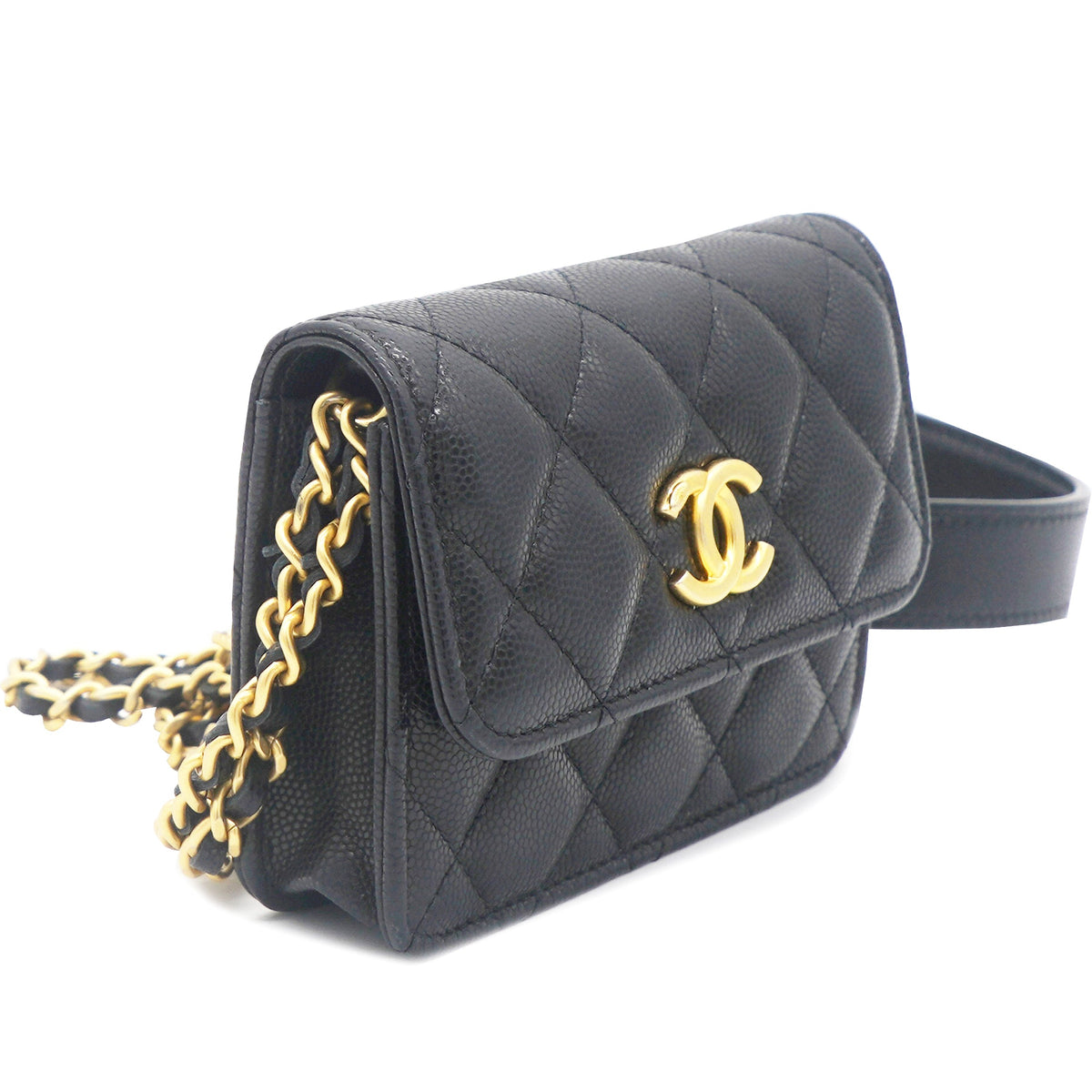 Chanel Mini Caviar Card Case on Chain