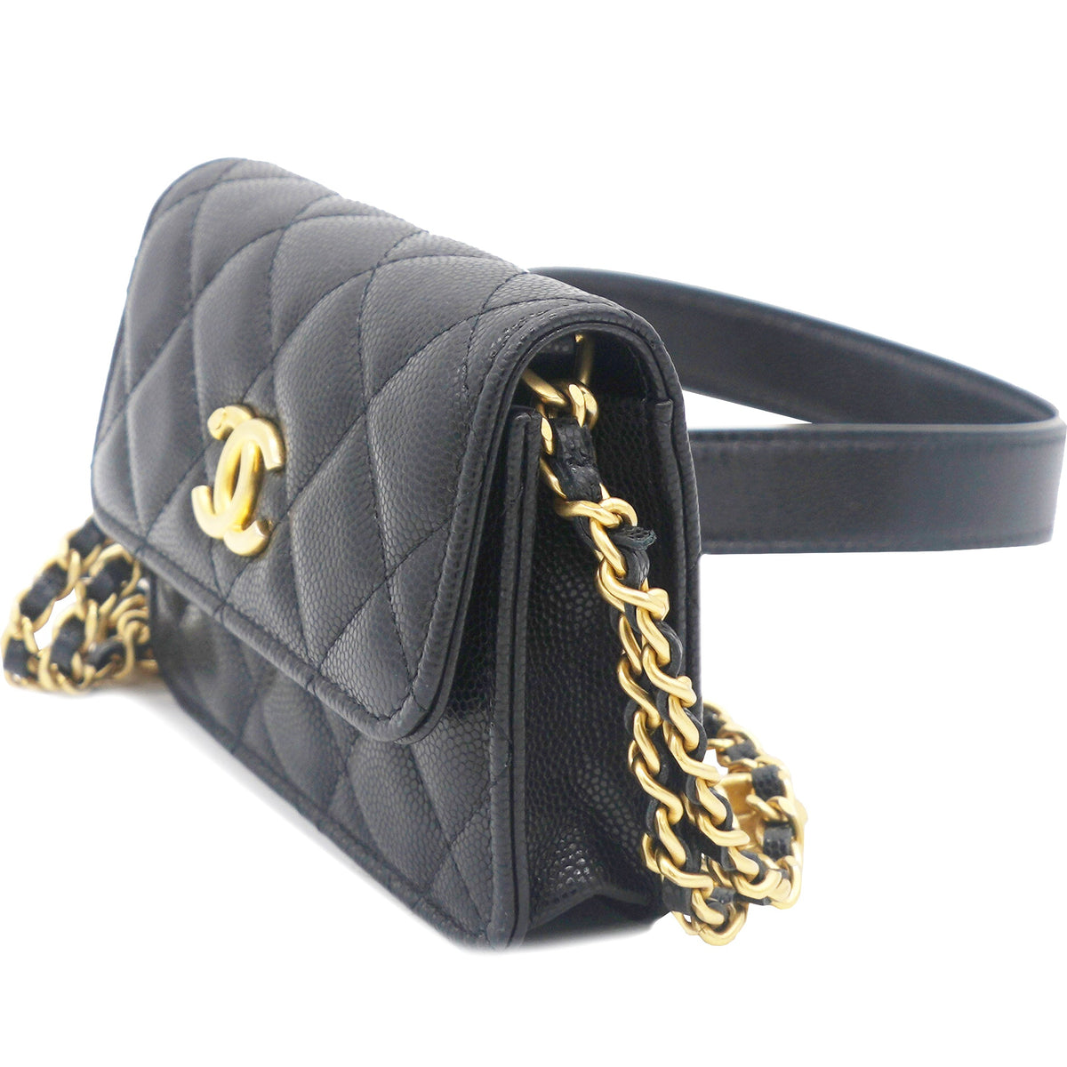 Chanel Mini Caviar Card Case on Chain