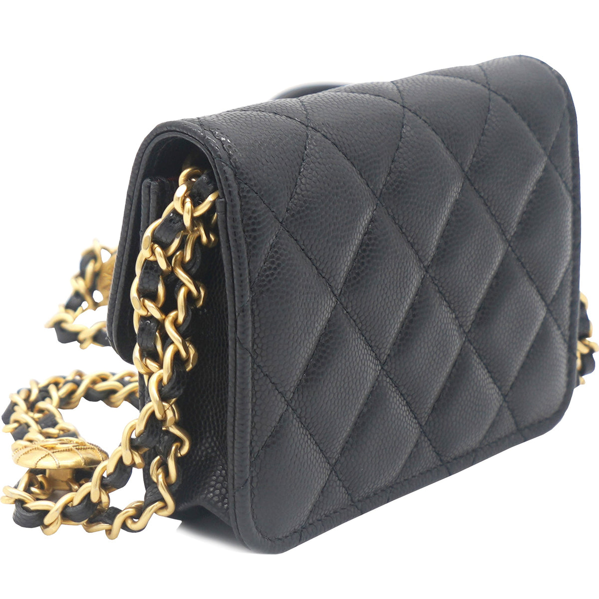 Chanel Mini Caviar Card Case on Chain
