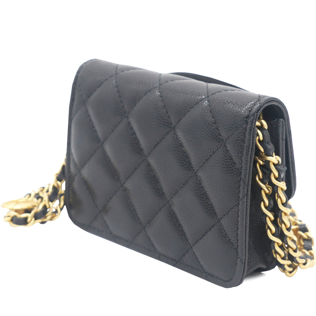 Chanel Mini Caviar Card Case on Chain