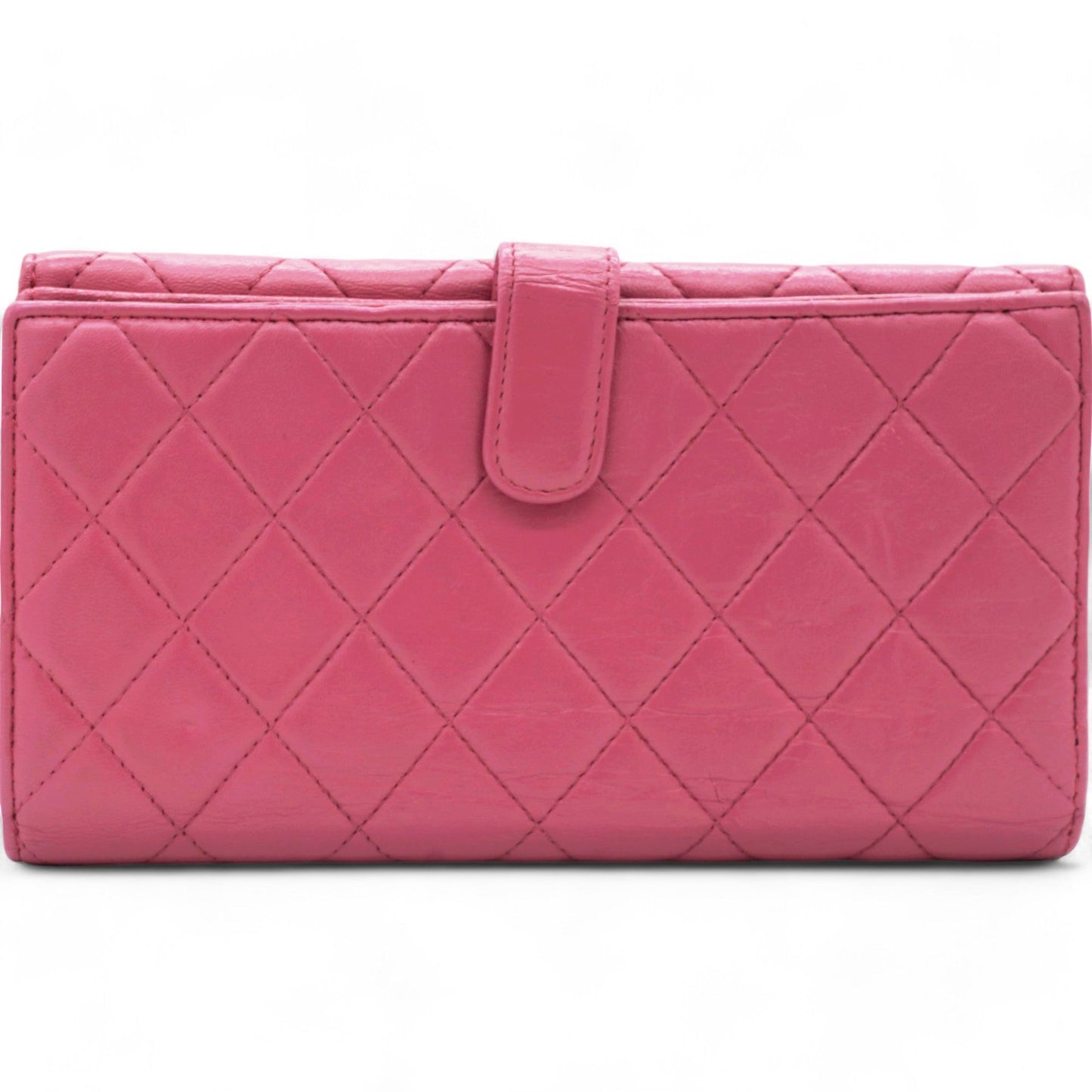 Chanel Long Wallet Pink Caviar Skin Matrasse Fuchsia Coco Mark Snap