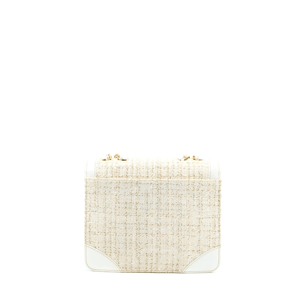 Chanel Vintage Flap Bag Tweed / Leather White GHW