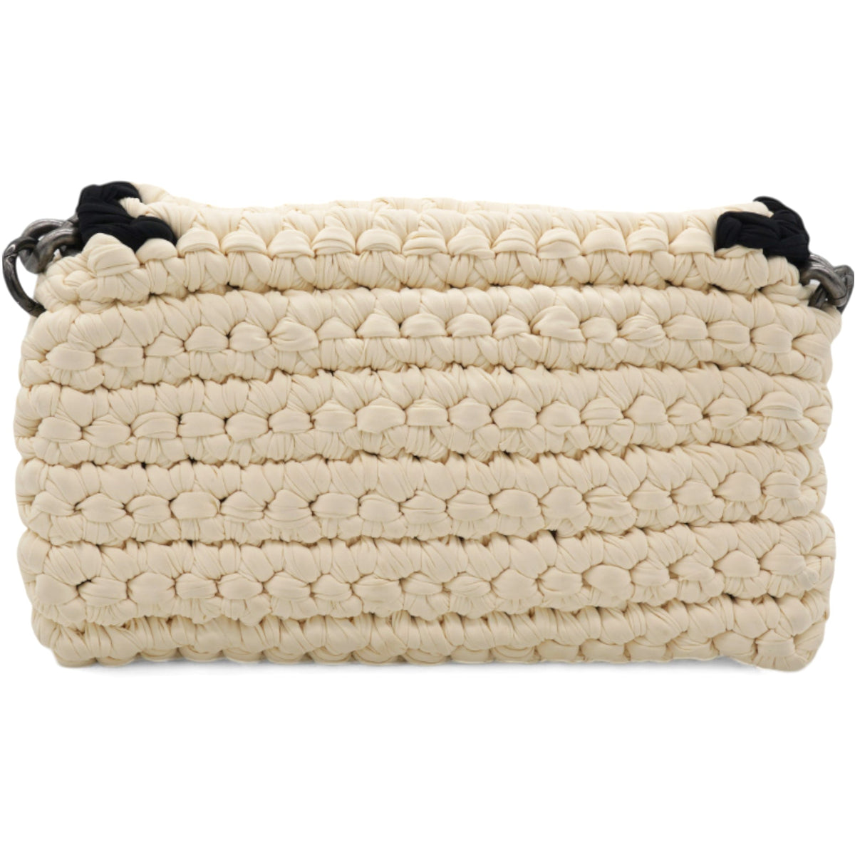 Chanel Woven Fabric Single Flap Ivory Black