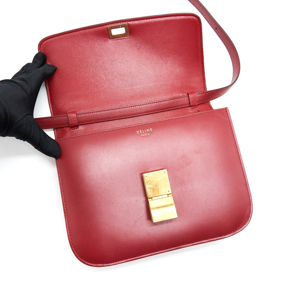 Celine Medium Classic Bag Red with GHW