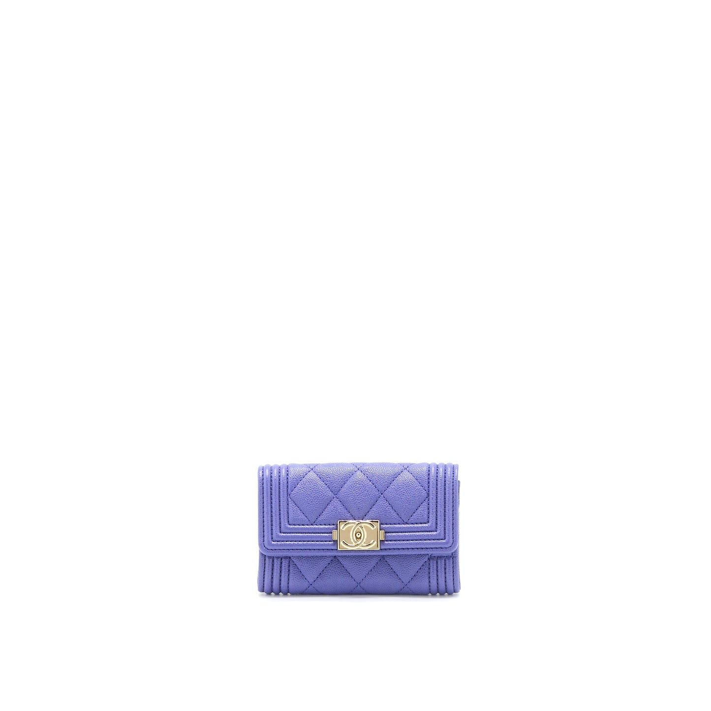 Chanel Boy  Holder Caviar Purple LGHW