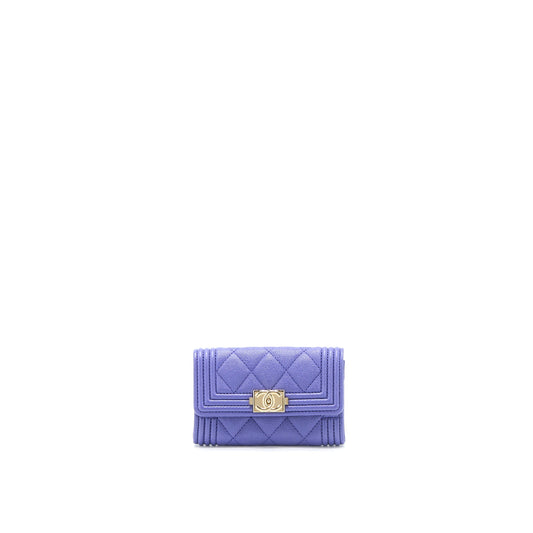 Chanel Boy  Holder Caviar Purple LGHW