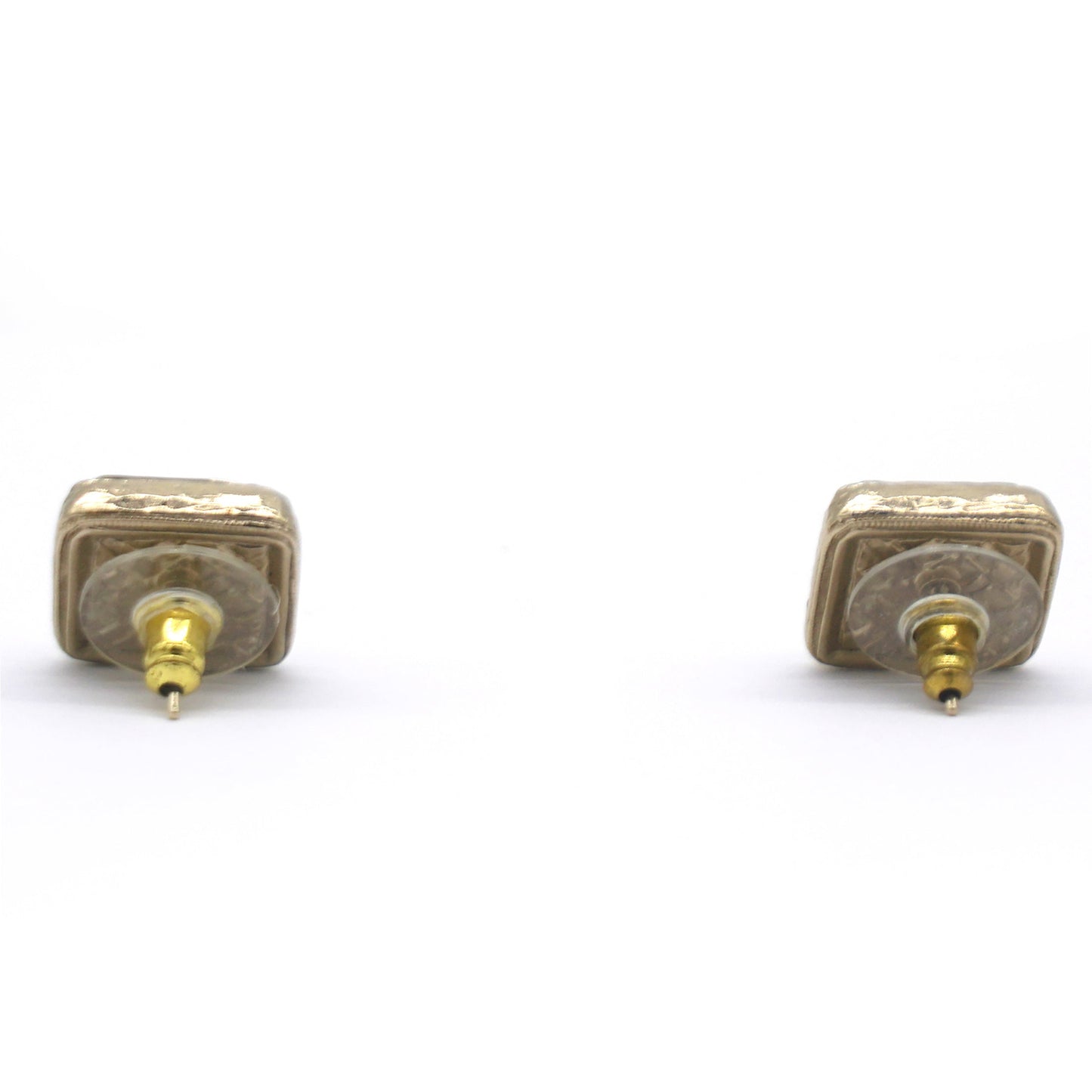 Chanel CC Square Earrings Gold Tone