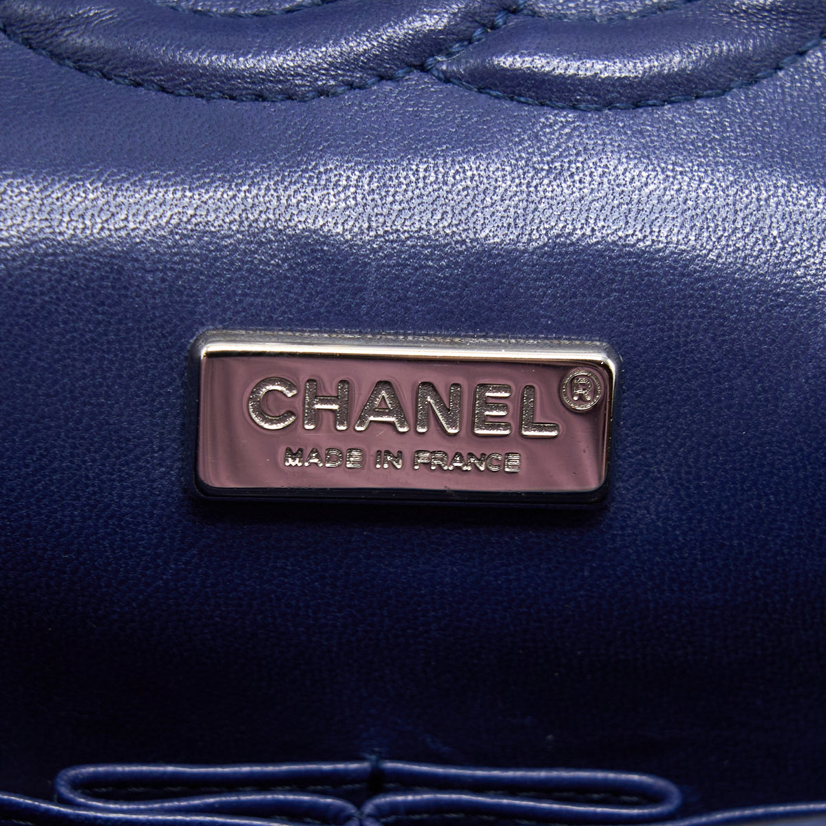 Chanel Medium Classic Double Flap Bag Python Dark Blue SHW
