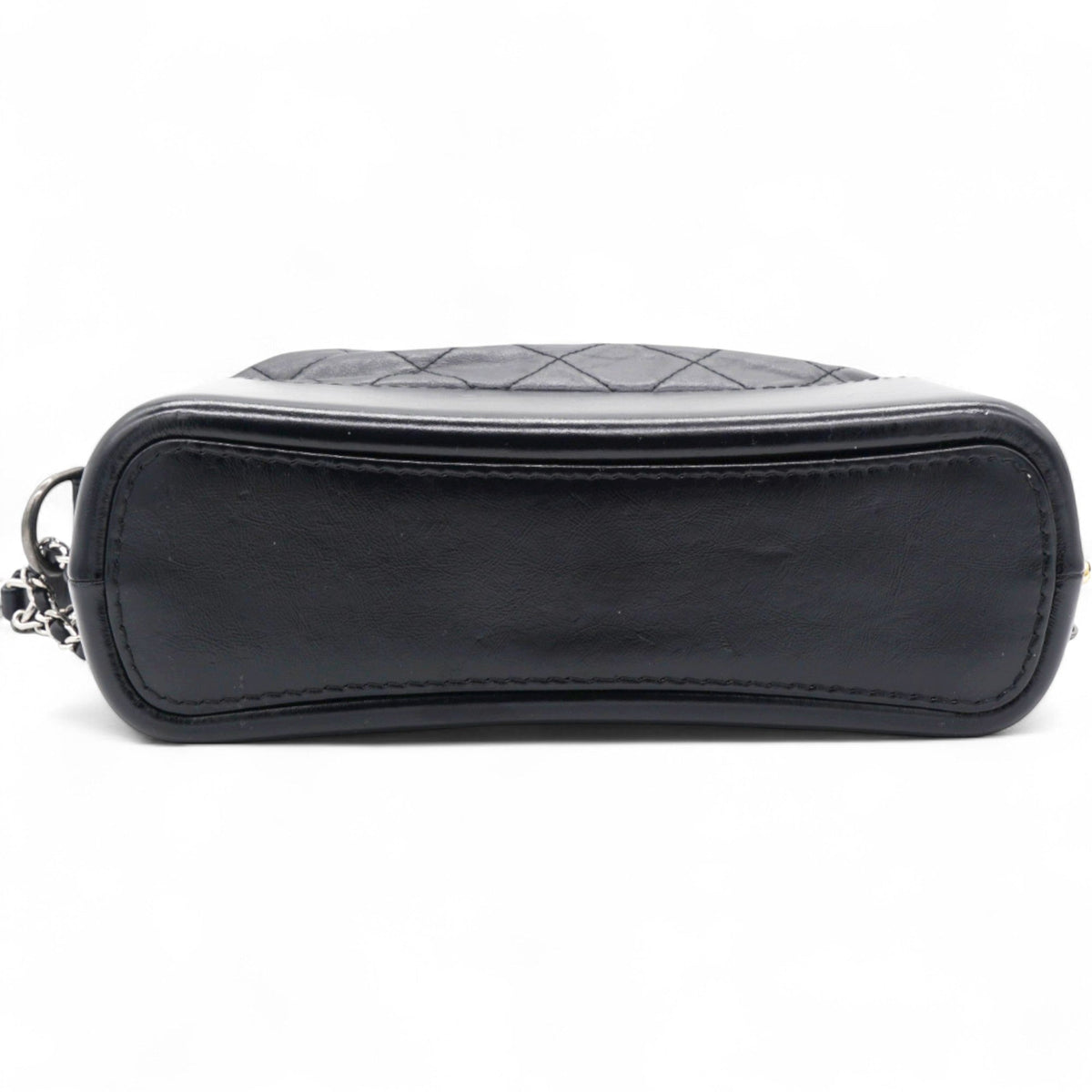 Chanel Quilted Aged Leather Gold/Silver Tone Medium Black