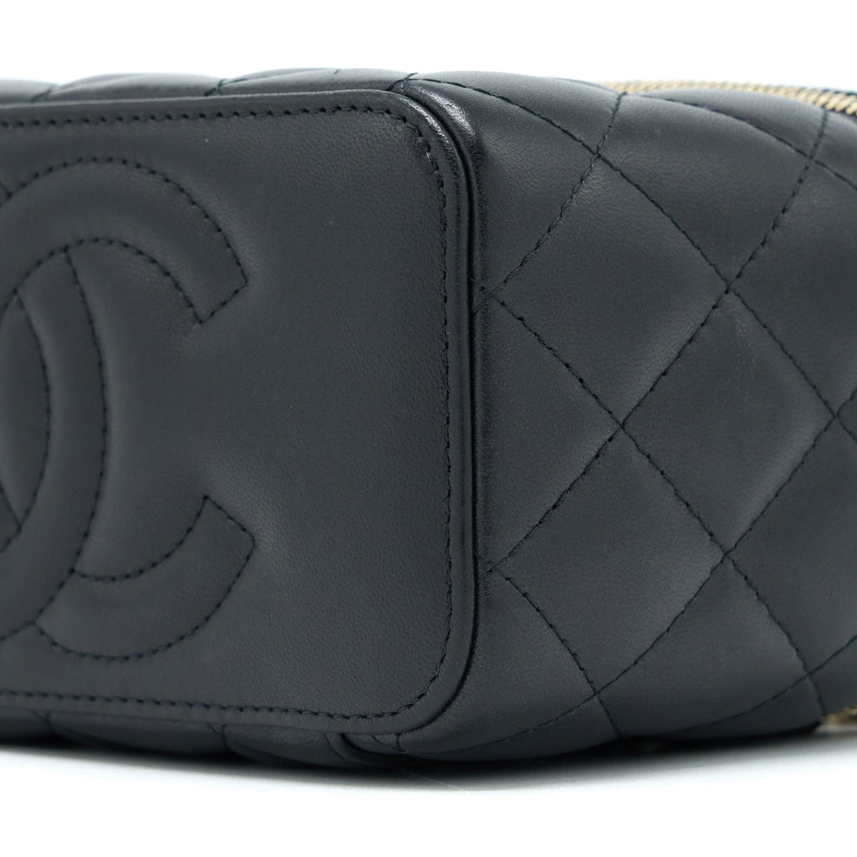 Chanel Pear Crush Long Vanity With Chain Lambskin Black GHW