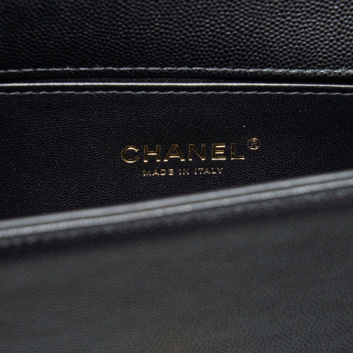 Chanel Small Boy Bag Caviar Black Brushed GHW (Microchip)